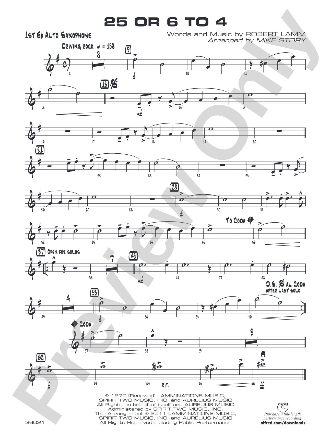 25 or 6 to 4: E-flat Alto Saxophone