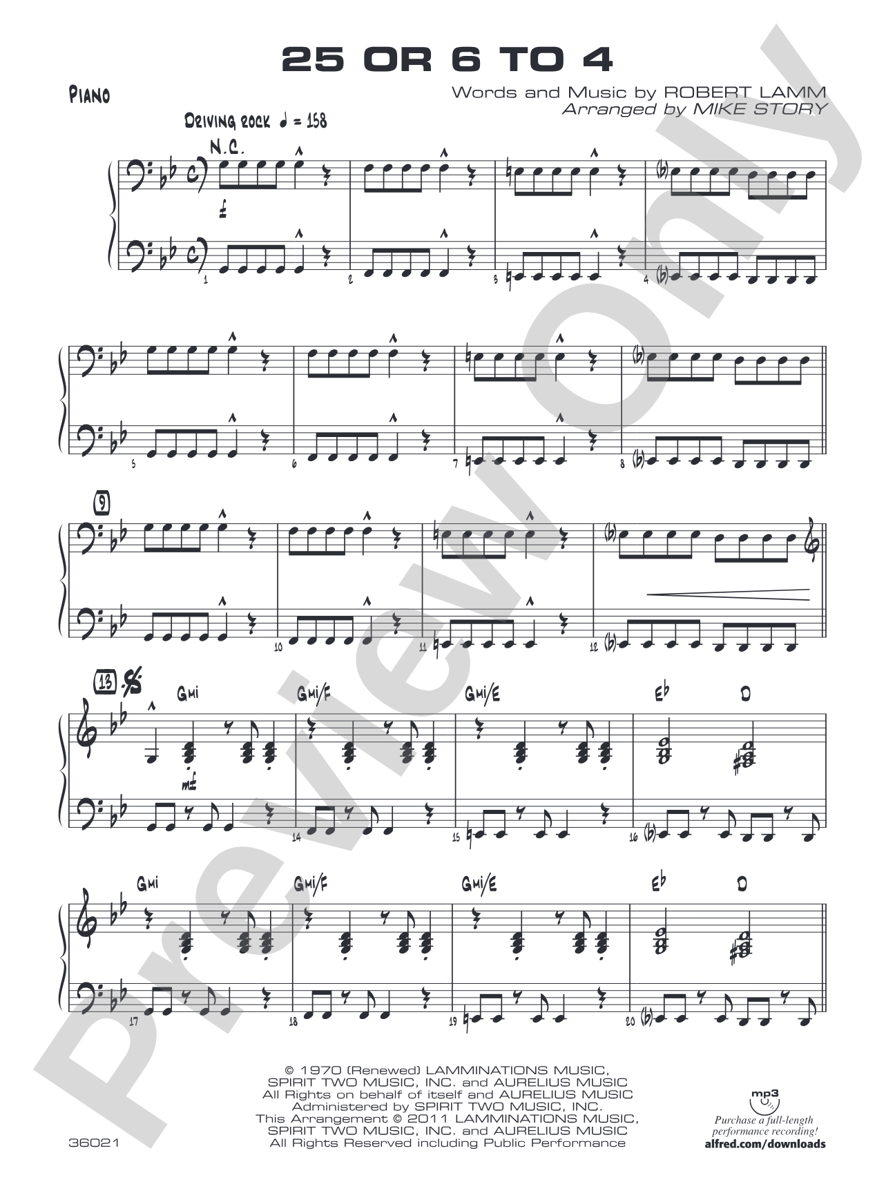 25 or 6 to 4: Piano Accompaniment