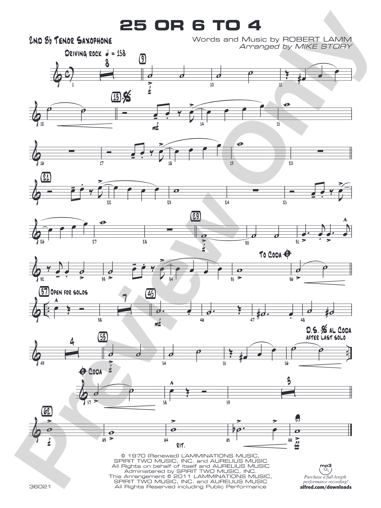 25 or 6 to 4: 2nd B-flat Tenor Saxophone