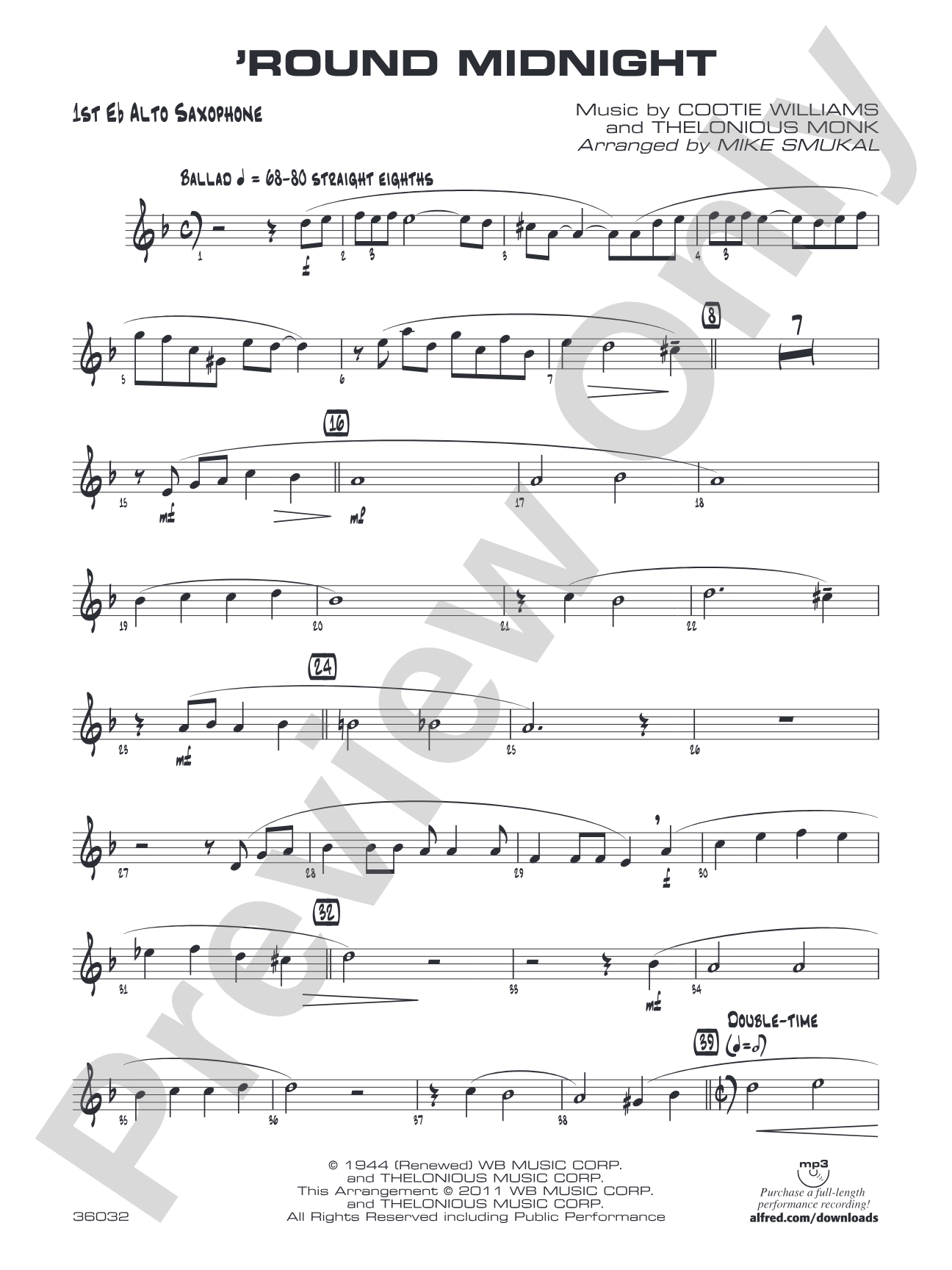 'Round Midnight: E-flat Alto Saxophone