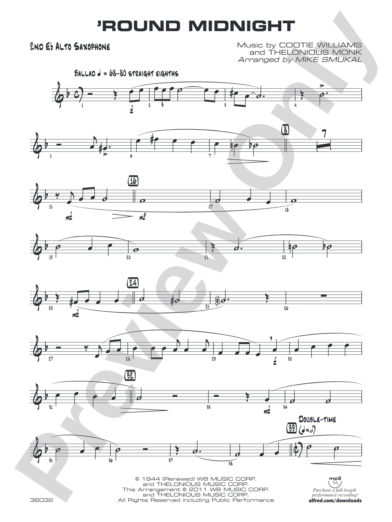 'Round Midnight: 2nd E-flat Alto Saxophone
