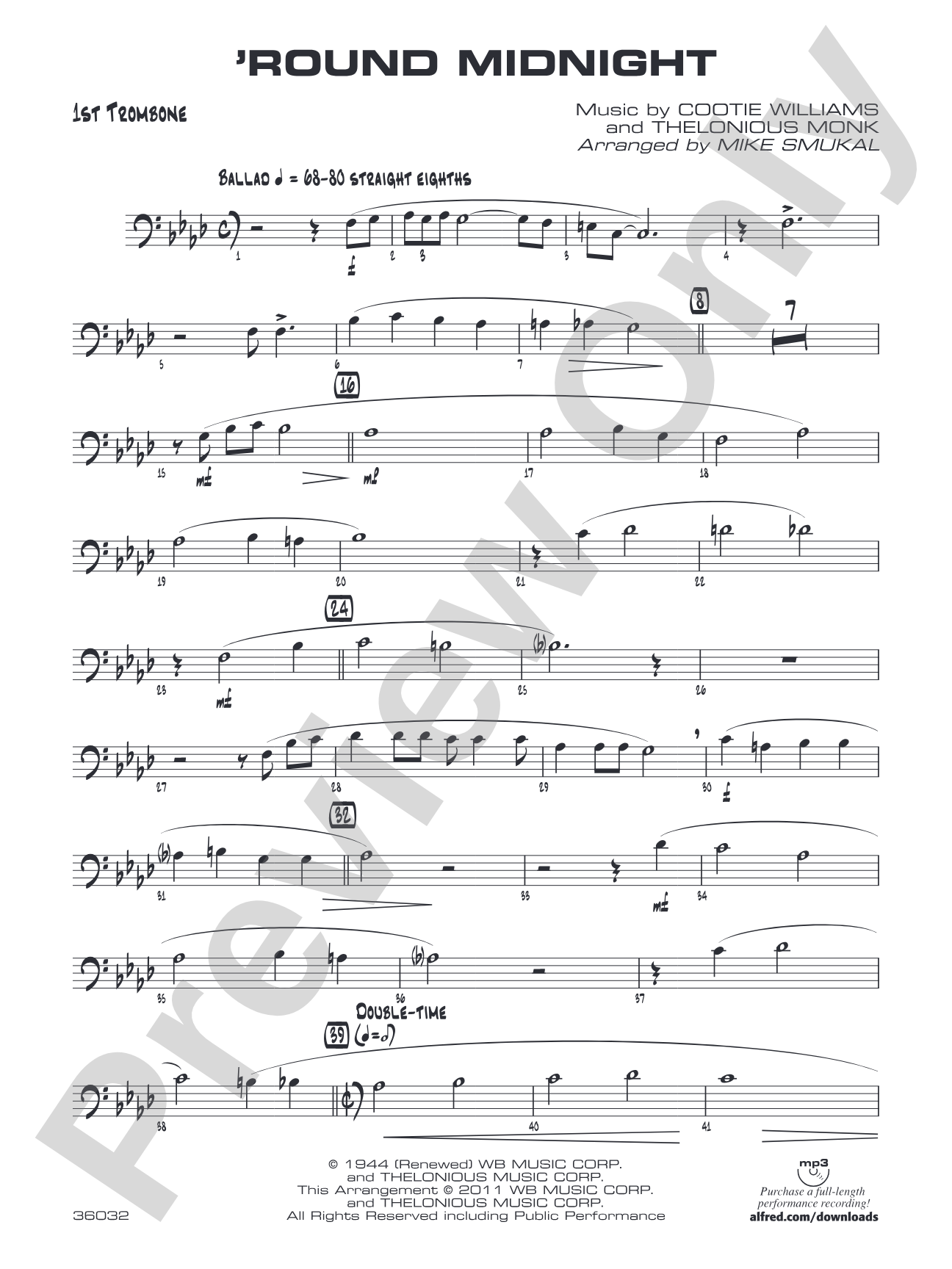 'Round Midnight: 1st Trombone