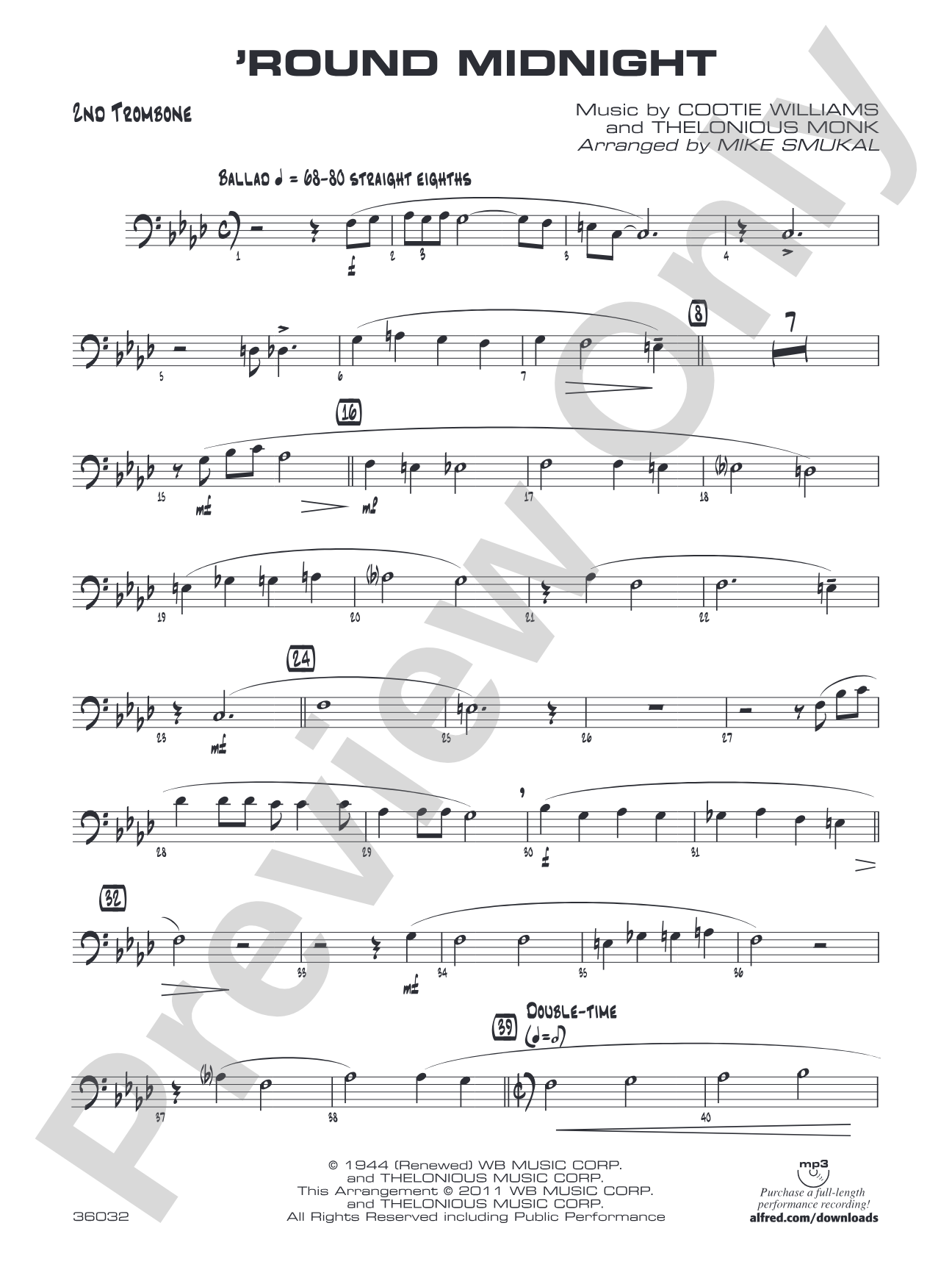 'Round Midnight: 2nd Trombone