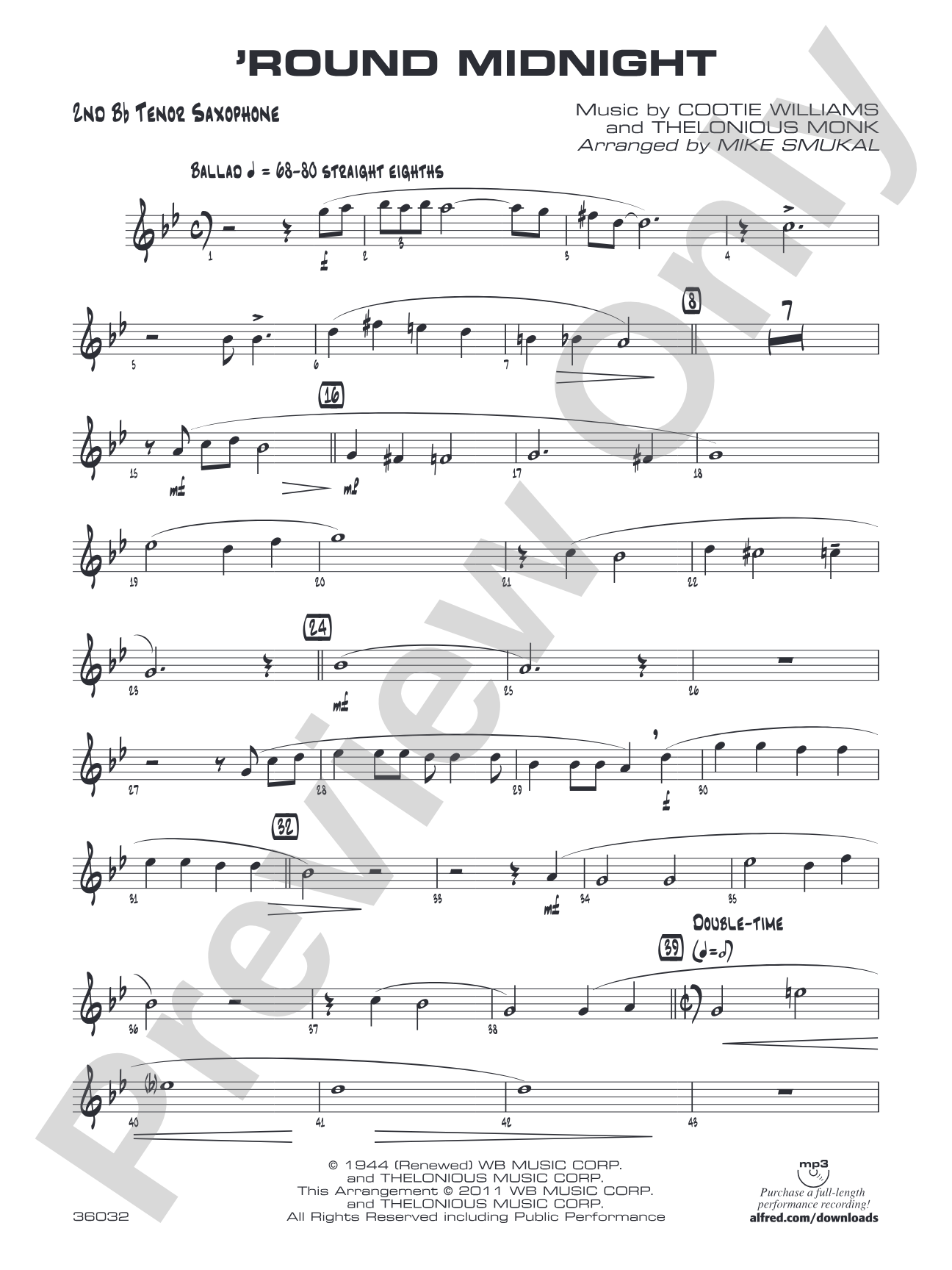 'Round Midnight: 2nd B-flat Tenor Saxophone