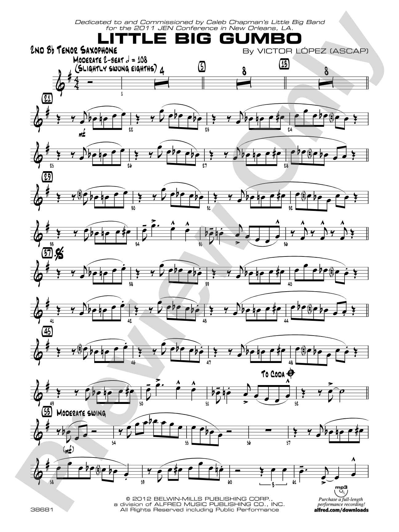 Little Big Gumbo: 2nd B-flat Tenor Saxophone