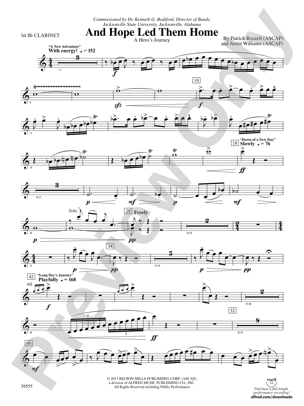 And Hope Led Them Home: 1st B-flat Clarinet