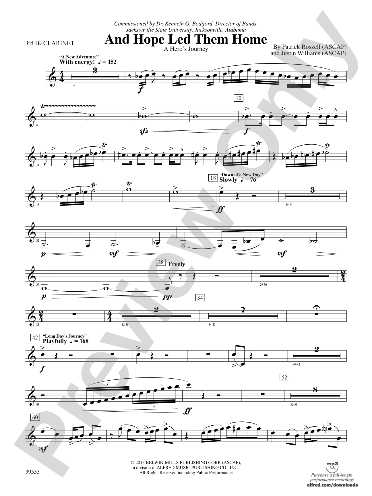And Hope Led Them Home: 3rd B-flat Clarinet