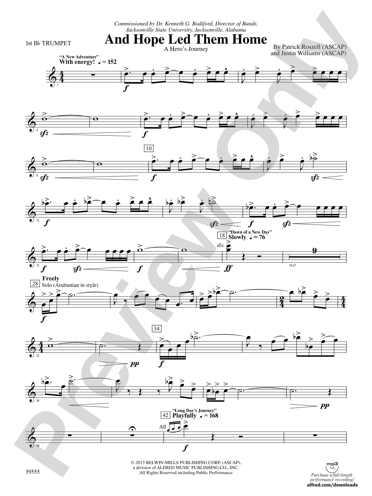 And Hope Led Them Home: 1st B-flat Trumpet