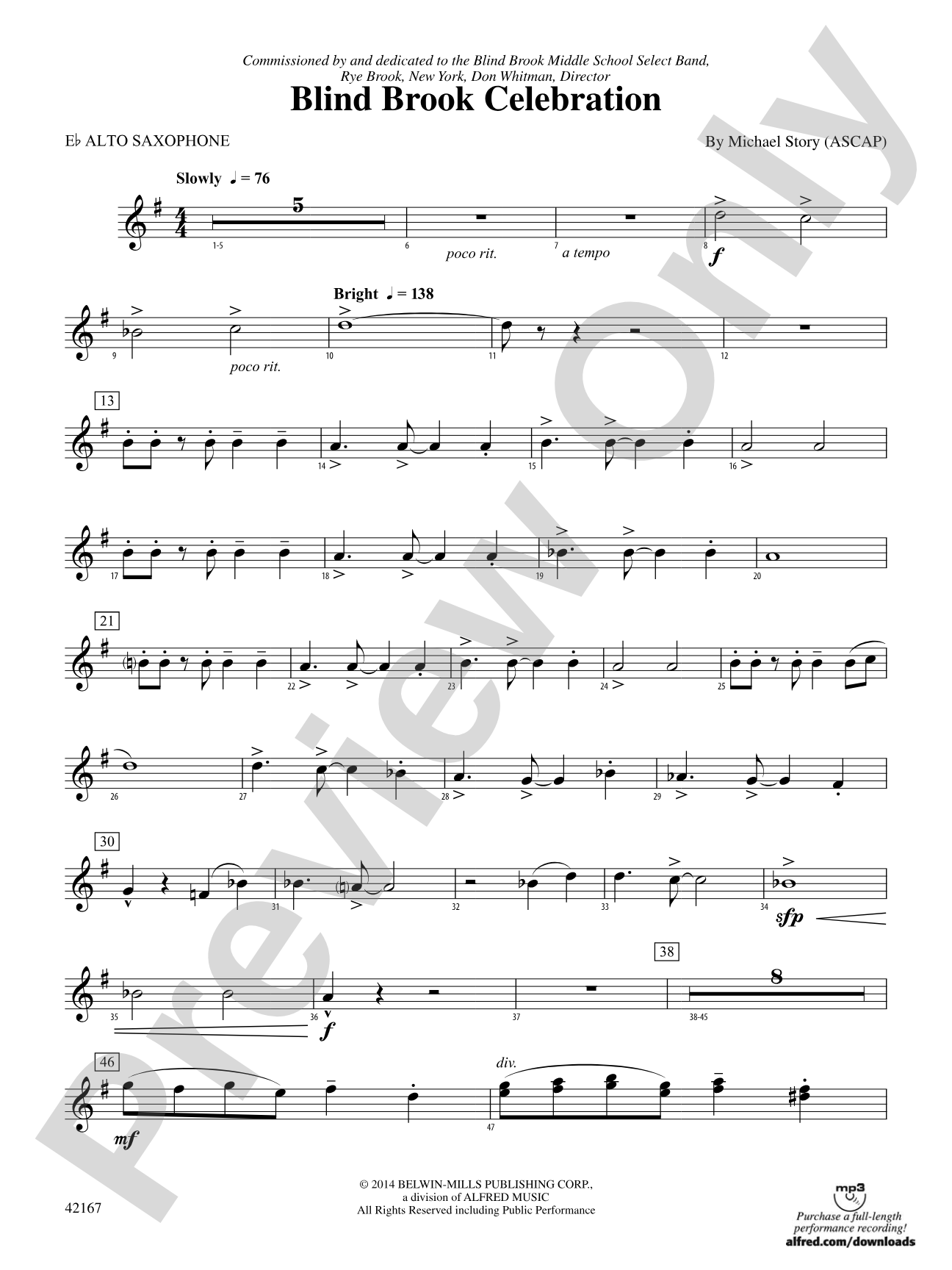 Blind Brook Celebration: E-flat Alto Saxophone