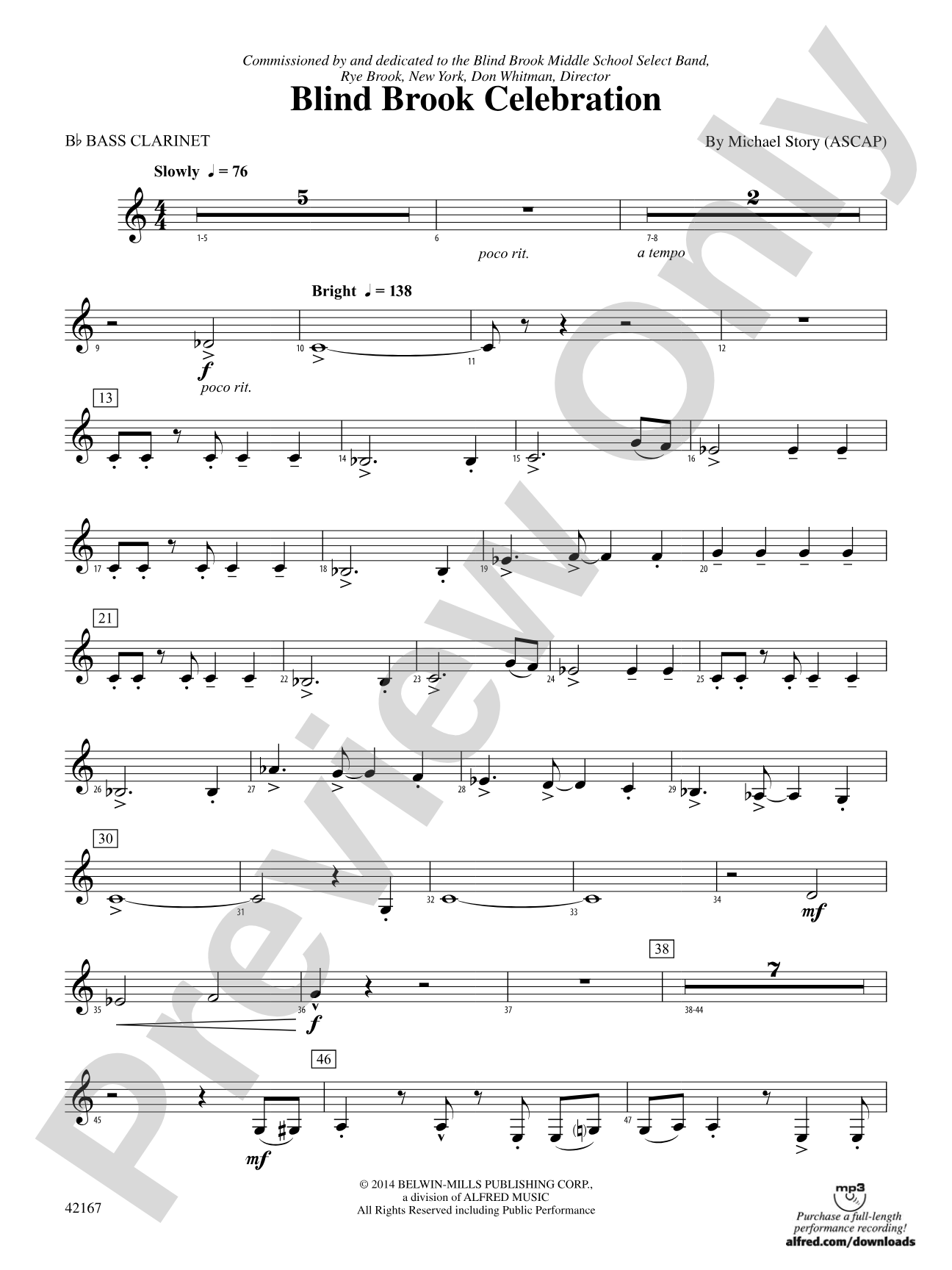 Blind Brook Celebration: B-flat Bass Clarinet