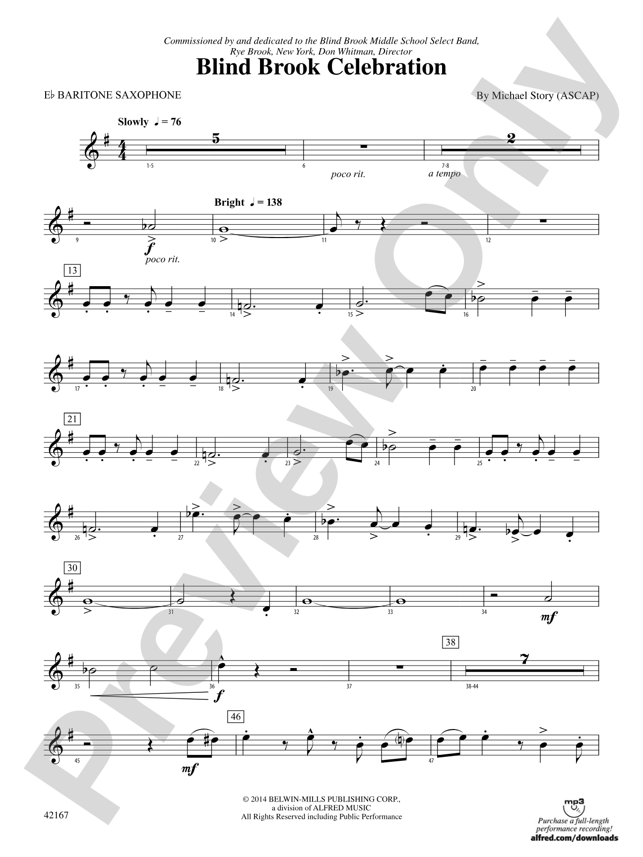 Blind Brook Celebration: E-flat Baritone Saxophone