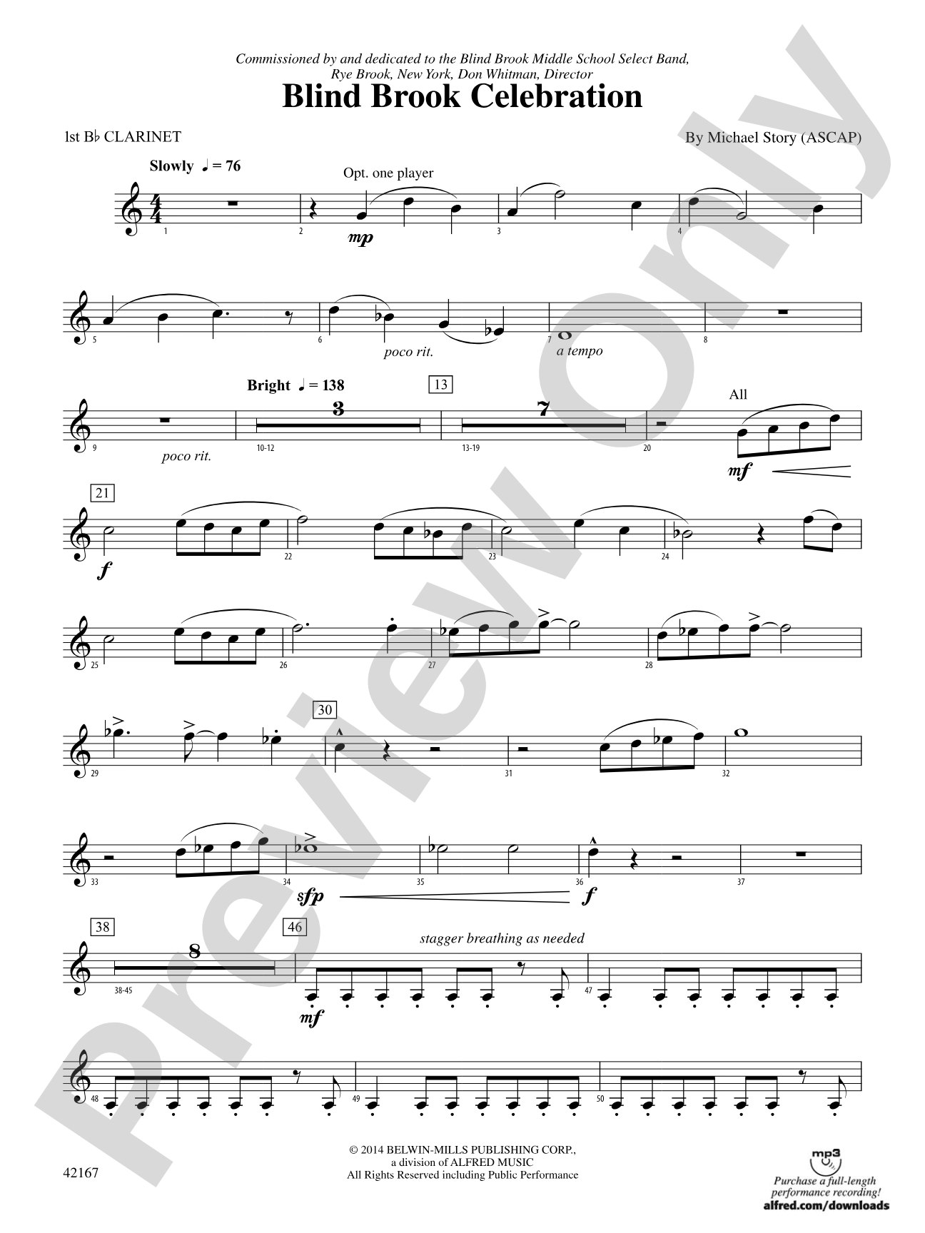 Blind Brook Celebration: 1st B-flat Clarinet