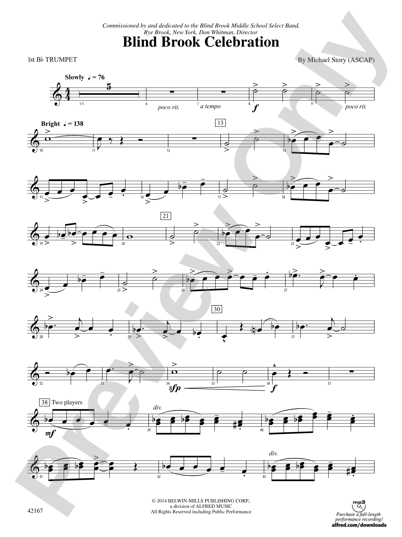 Blind Brook Celebration: 1st B-flat Trumpet