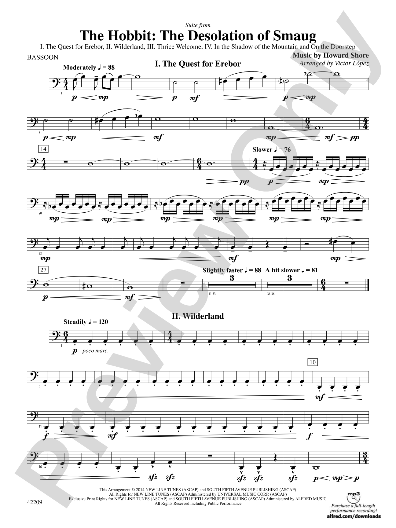 The Hobbit: The Desolation of Smaug, Suite from: Bassoon