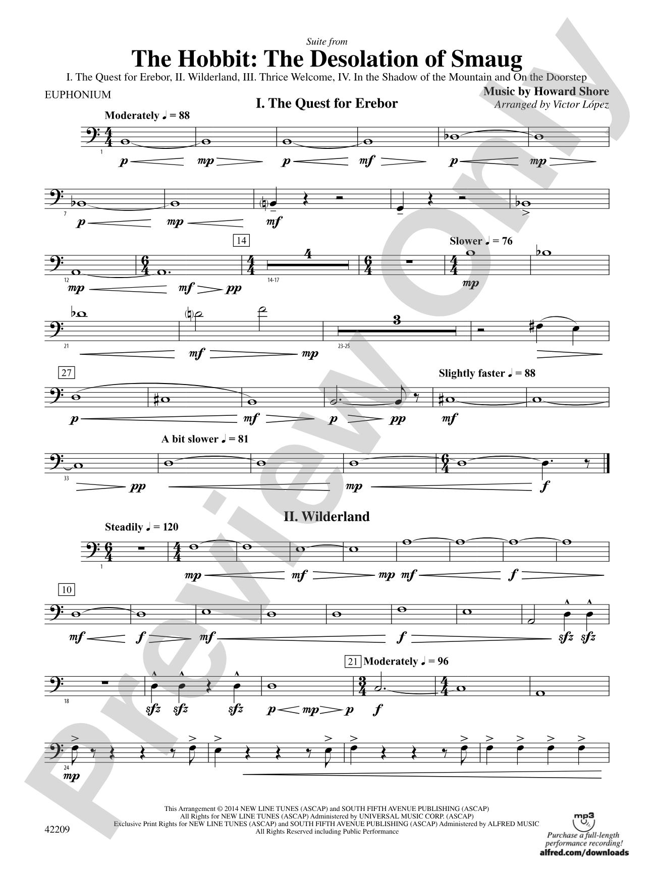The Hobbit: The Desolation of Smaug, Suite from: Baritone B.C.