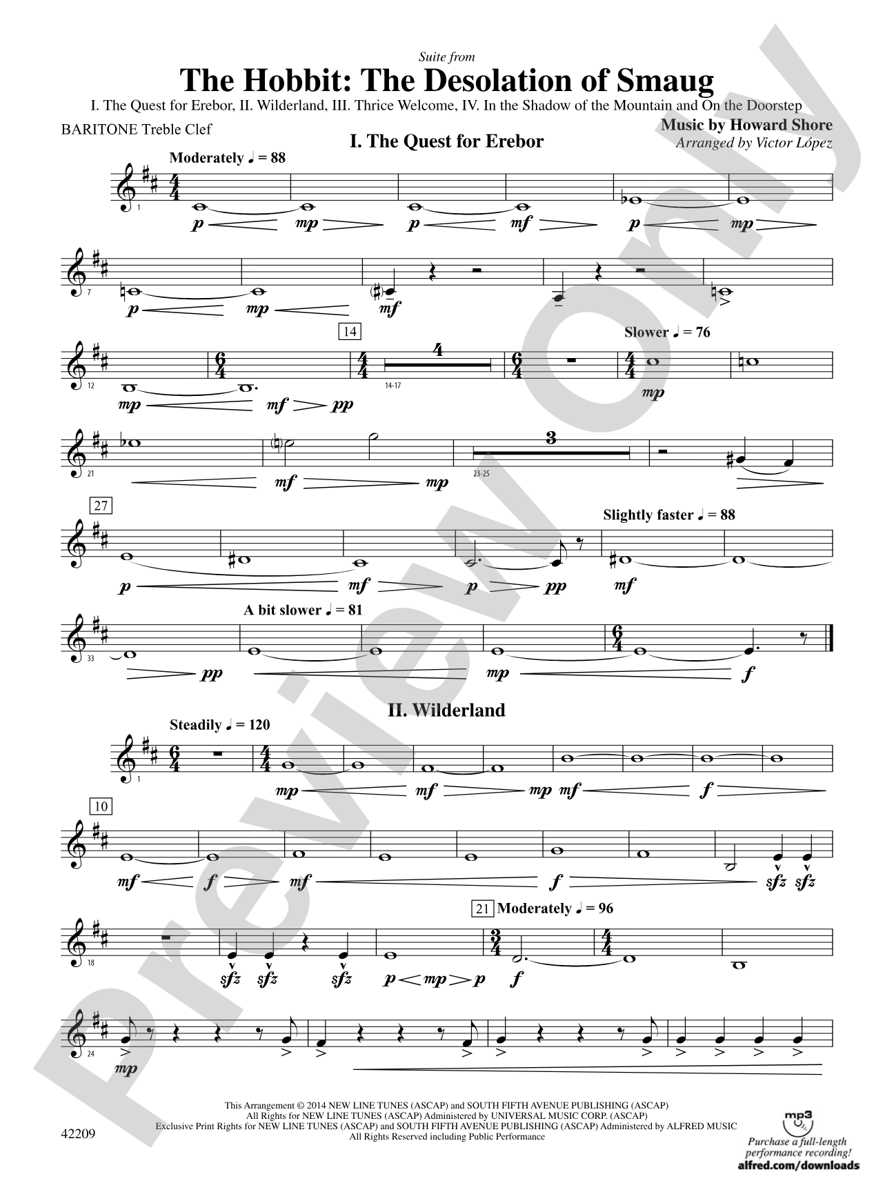 The Hobbit: The Desolation of Smaug, Suite from: Baritone T.C.