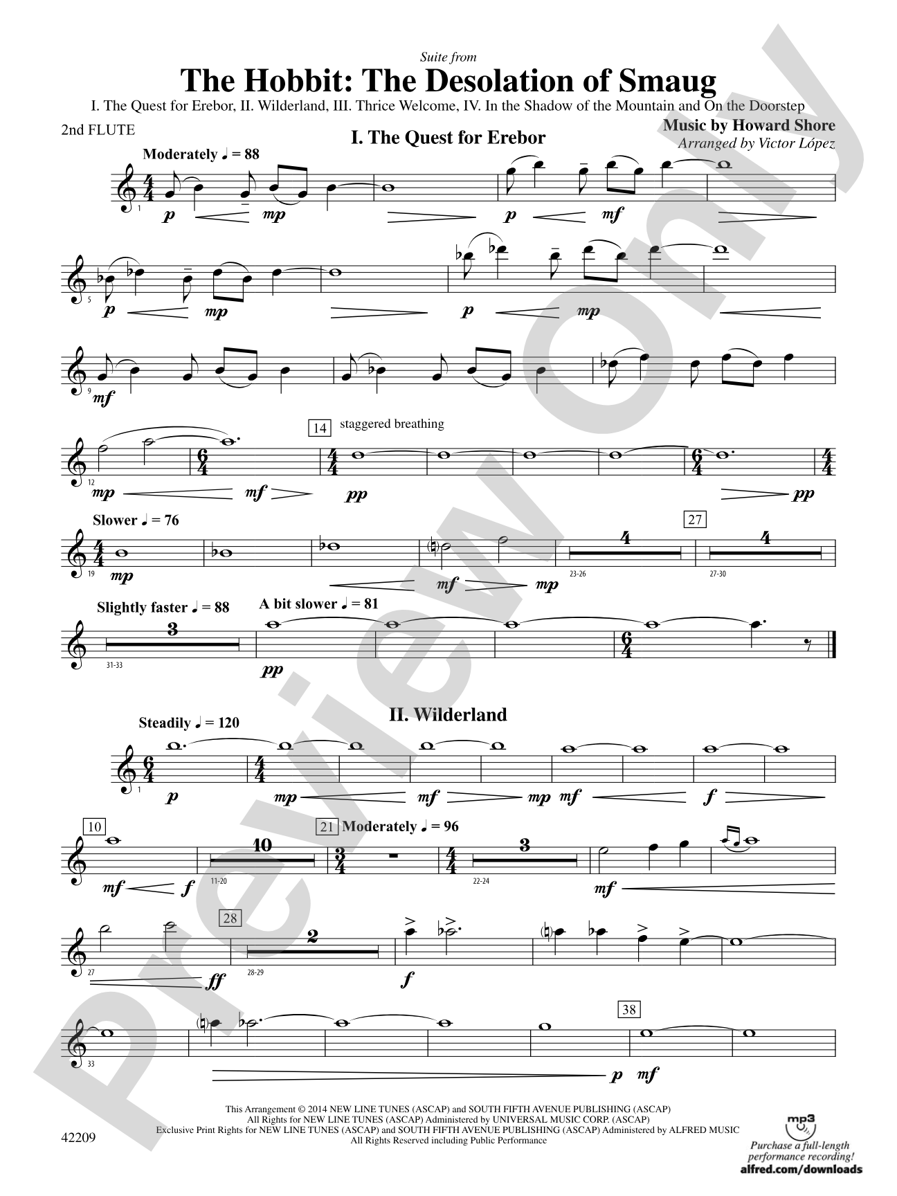 The Hobbit: The Desolation of Smaug, Suite from: 2nd Flute