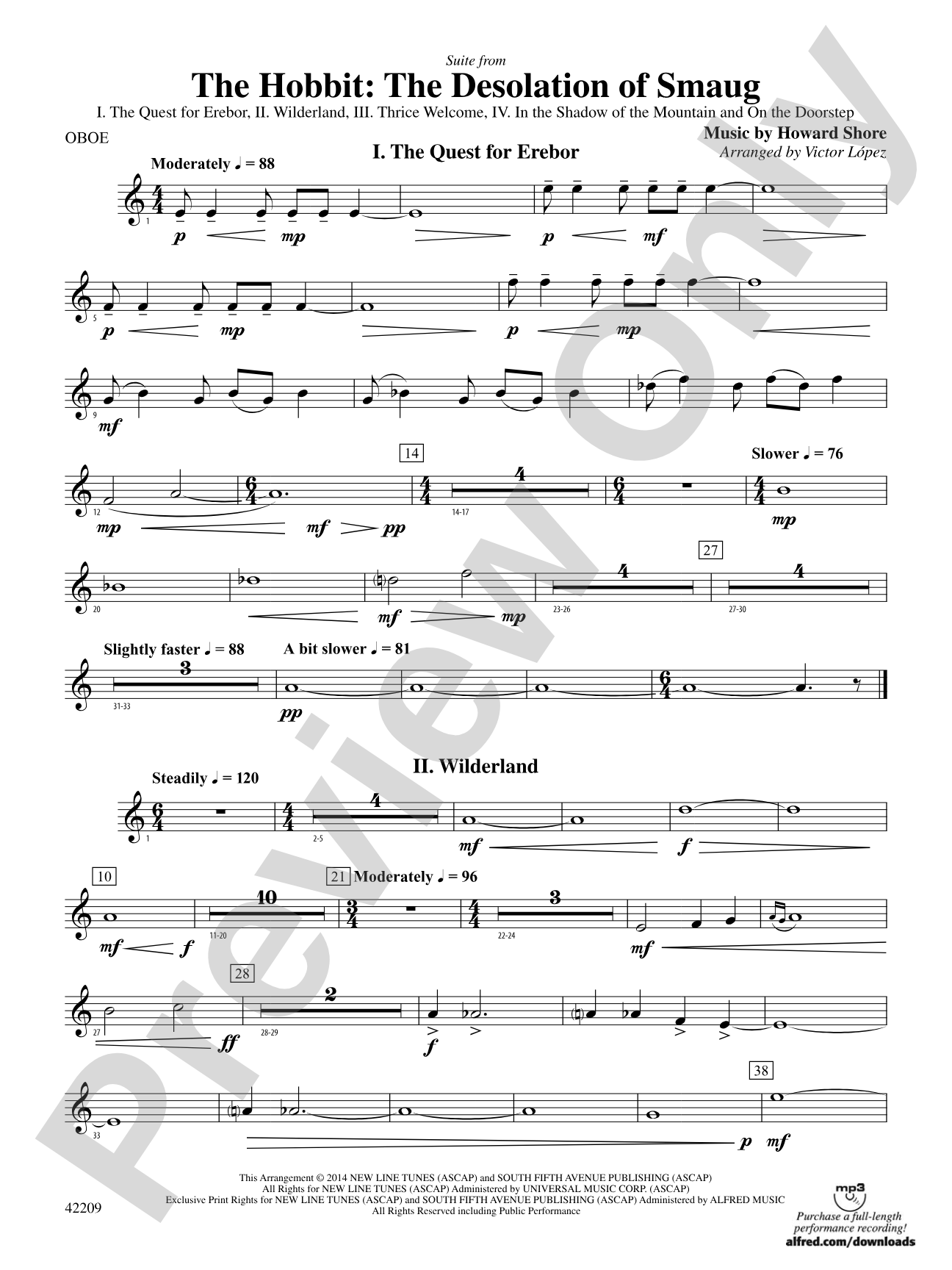 The Hobbit: The Desolation of Smaug, Suite from: Oboe