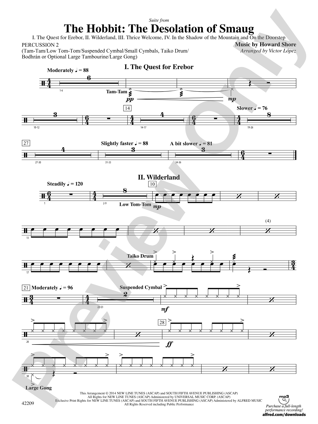 The Hobbit: The Desolation of Smaug, Suite from: 2nd Percussion