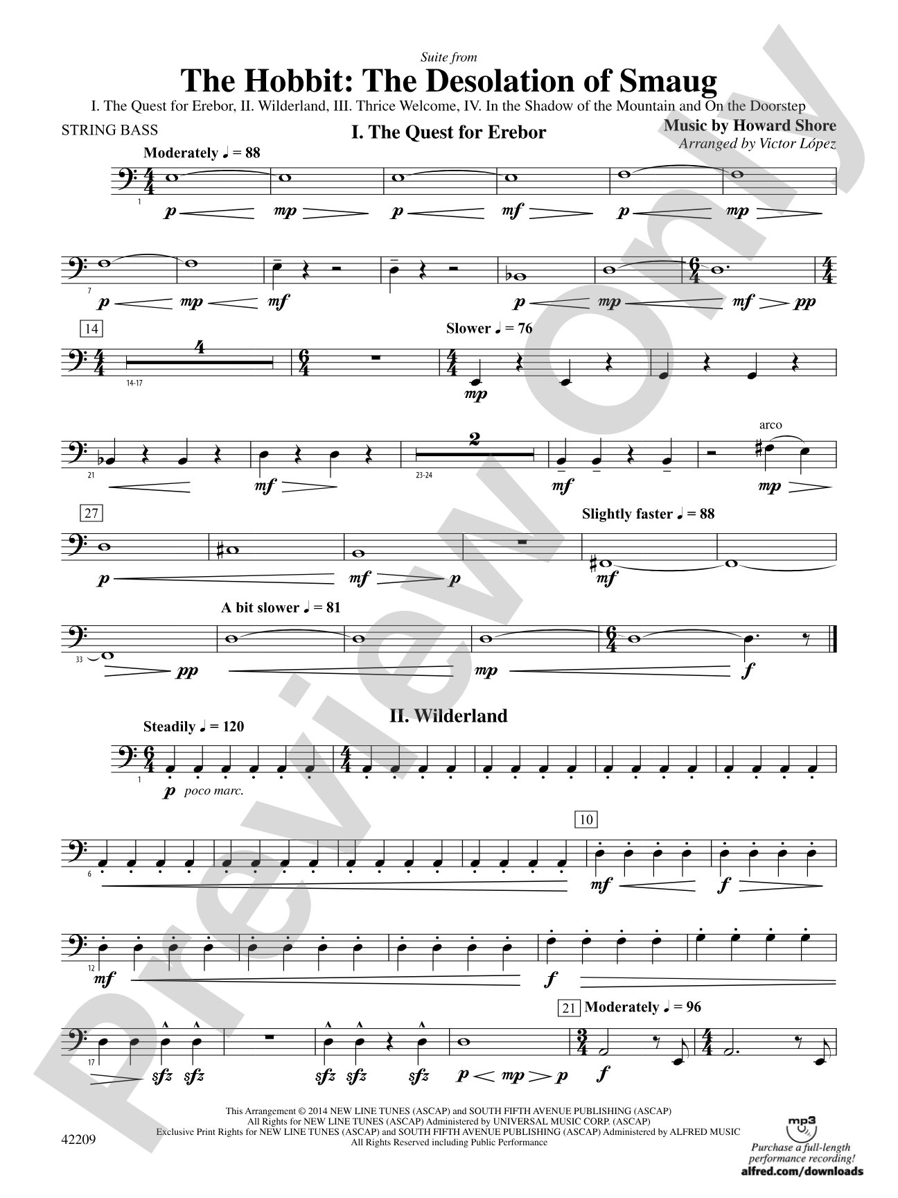 The Hobbit: The Desolation of Smaug, Suite from: String Bass