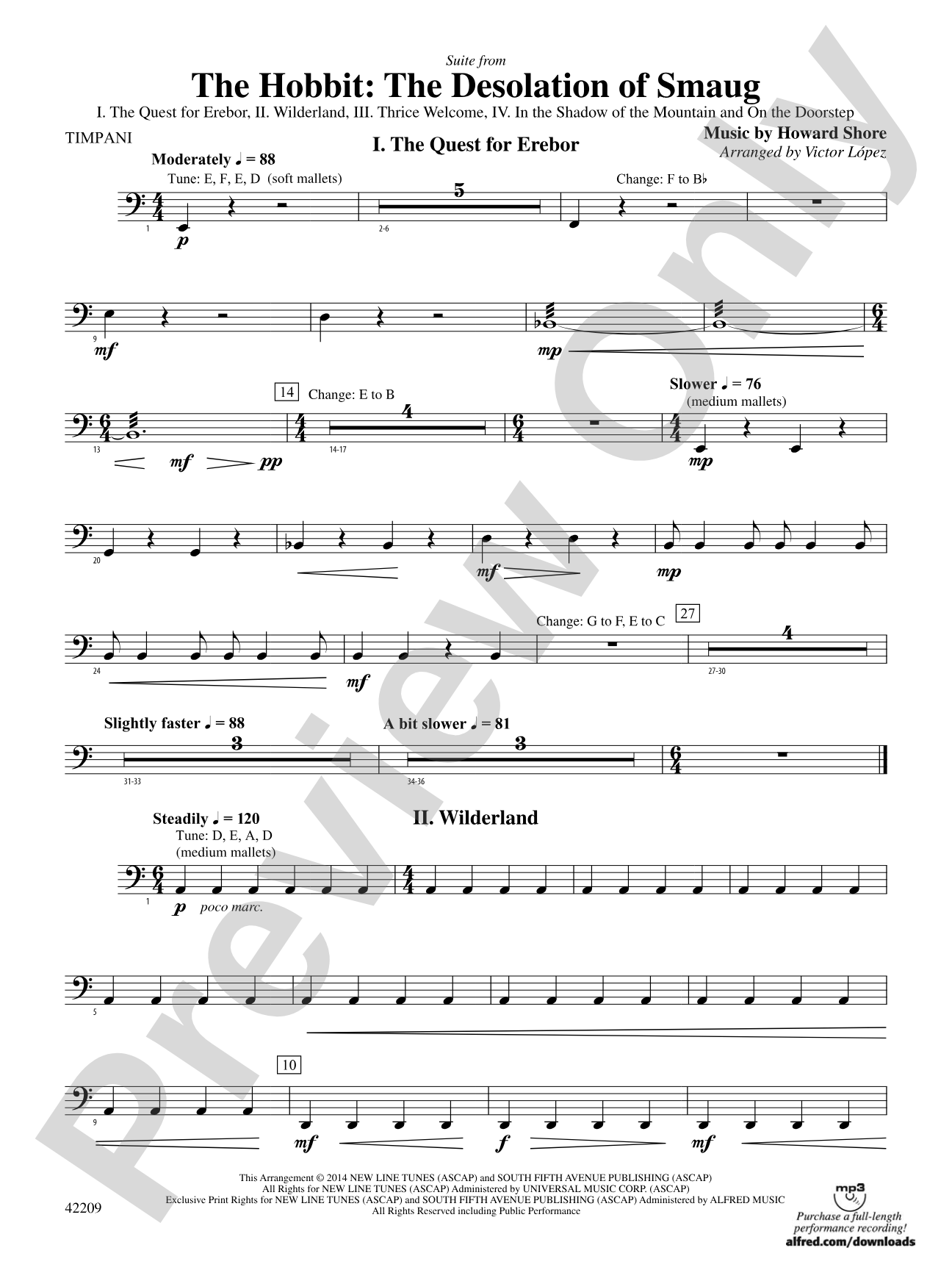 The Hobbit: The Desolation of Smaug, Suite from: Timpani