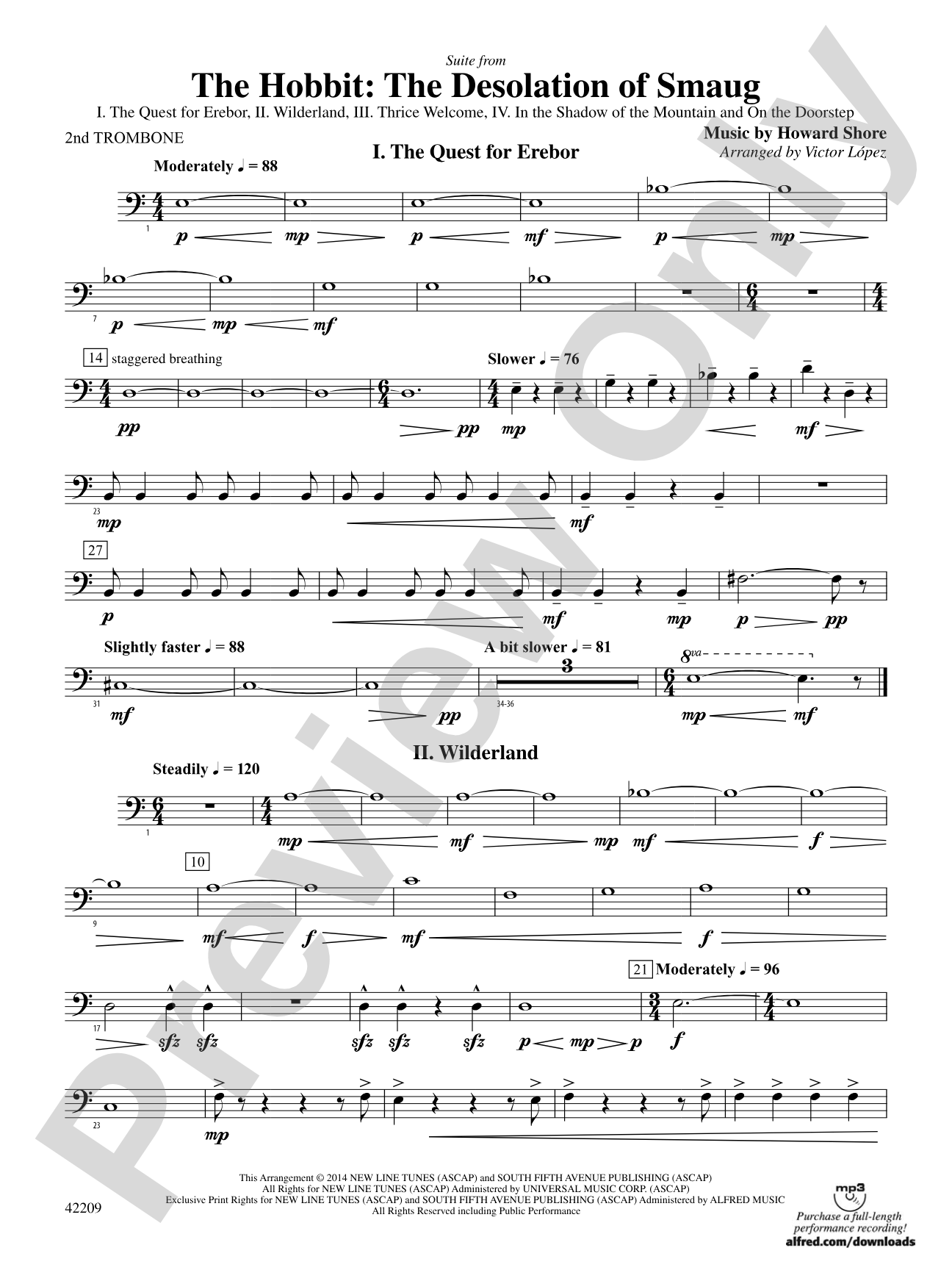 The Hobbit: The Desolation of Smaug, Suite from: 2nd Trombone