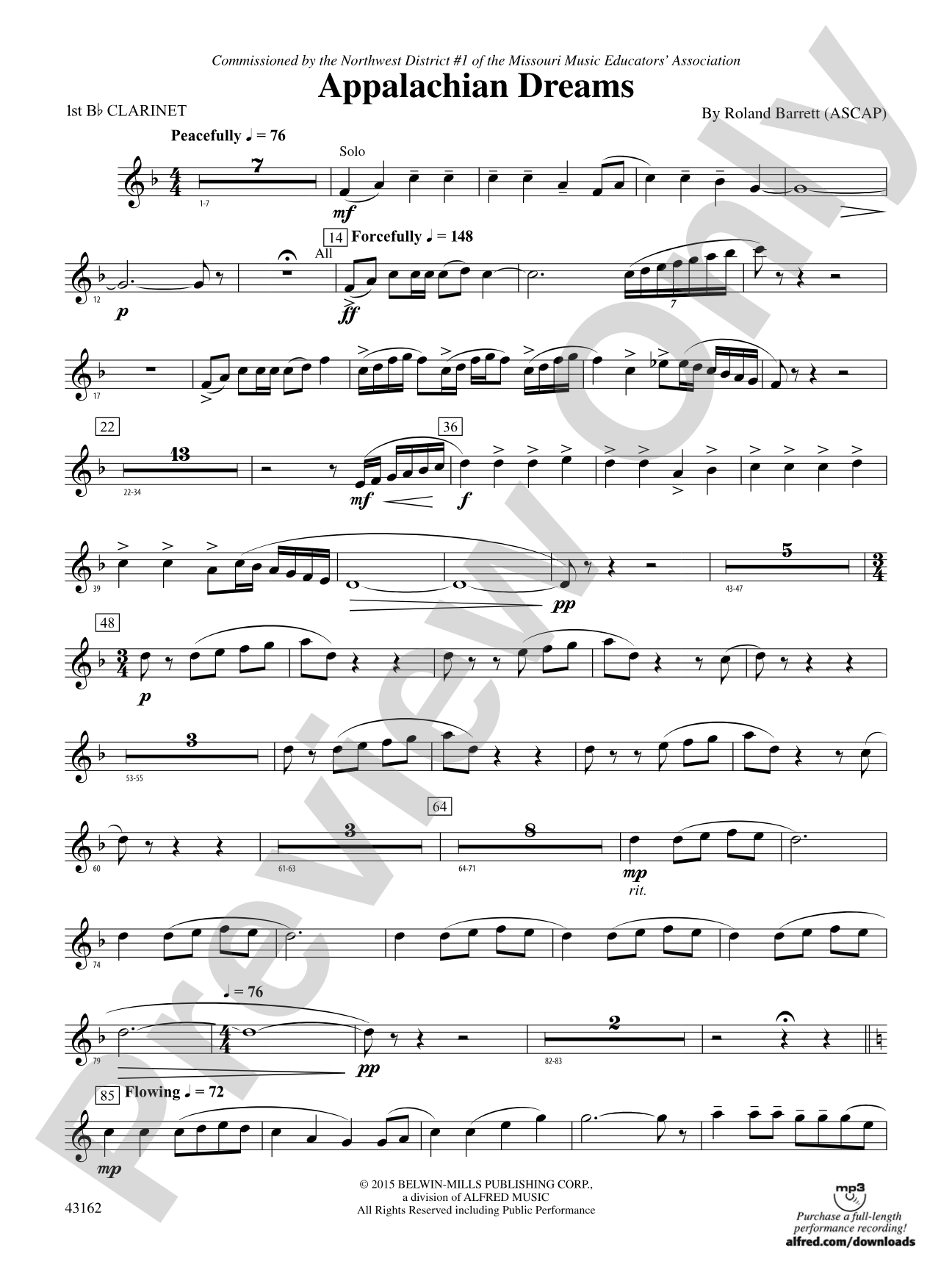 Appalachian Dreams: 1st B-flat Clarinet