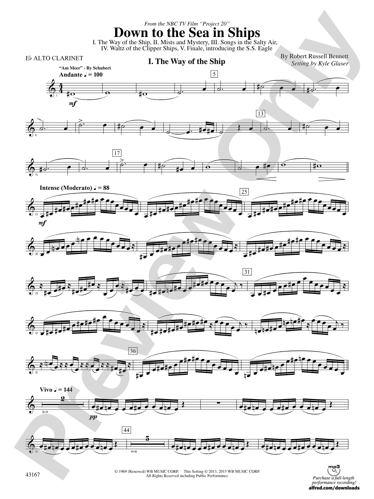 Down to the Sea in Ships (from the NBC TV Film Project 20): E-flat Alto Clarinet