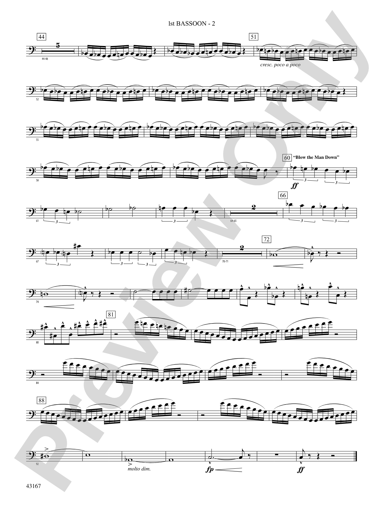 Down to the Sea in Ships (from the NBC TV Film Project 20): Bassoon