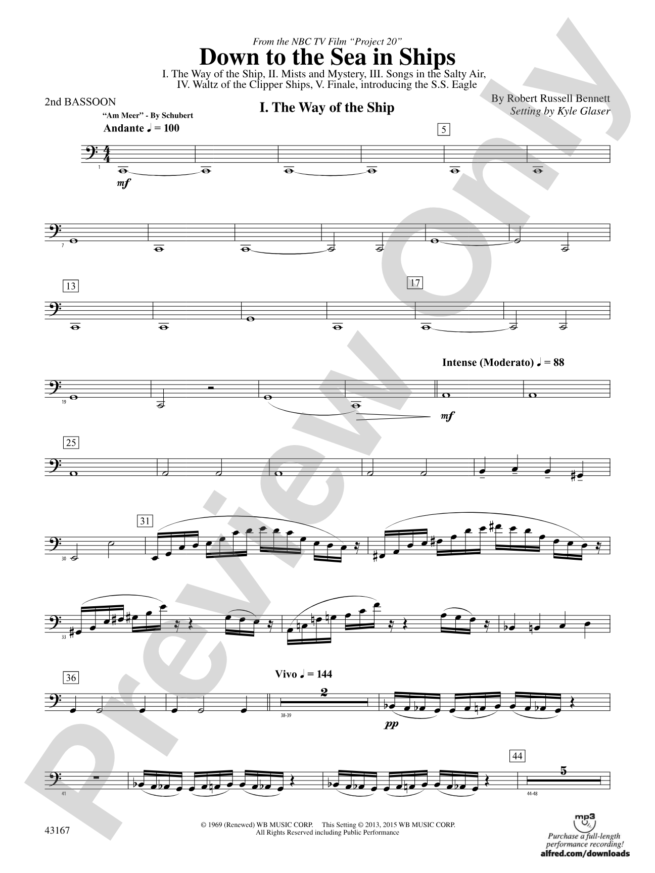 Down to the Sea in Ships (from the NBC TV Film Project 20): 2nd Bassoon
