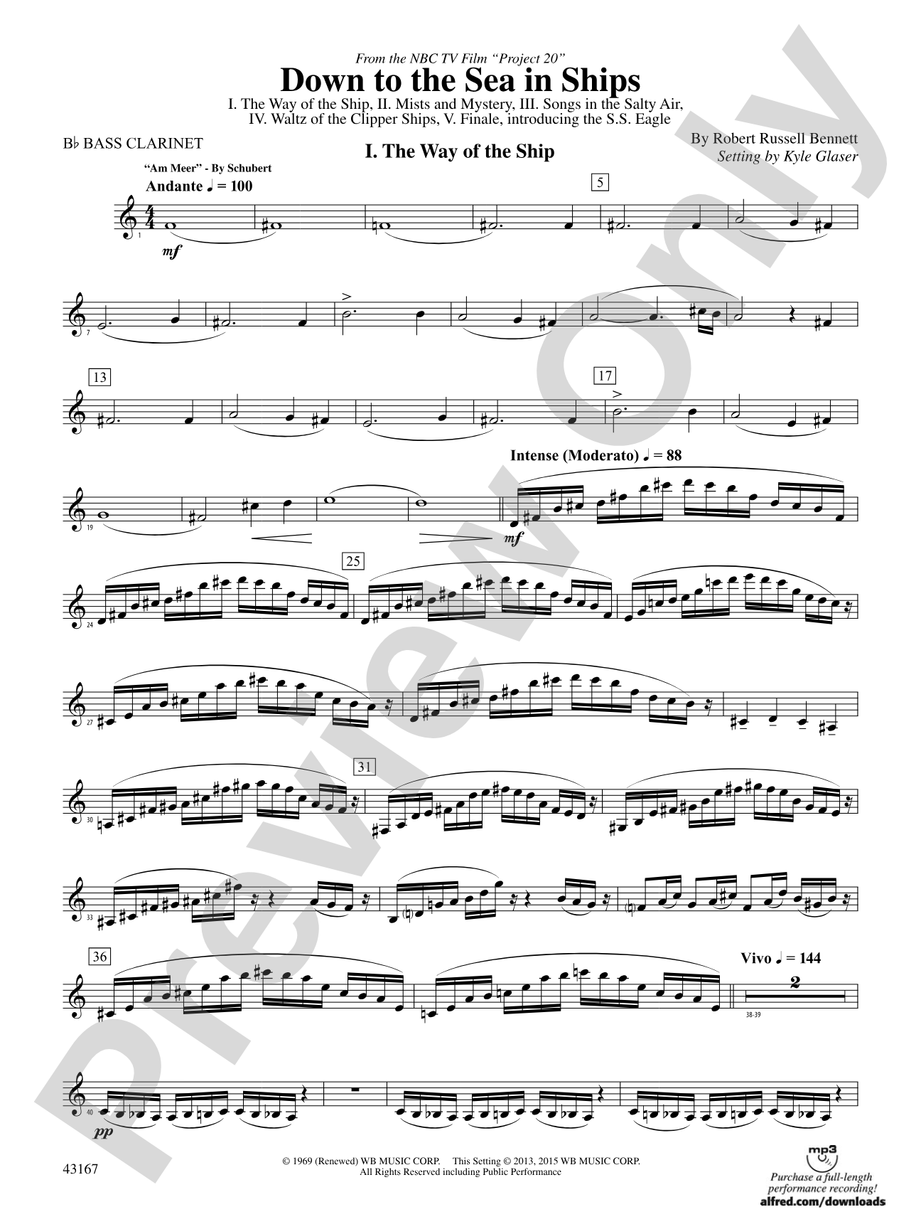 Down to the Sea in Ships (from the NBC TV Film Project 20): B-flat Bass Clarinet