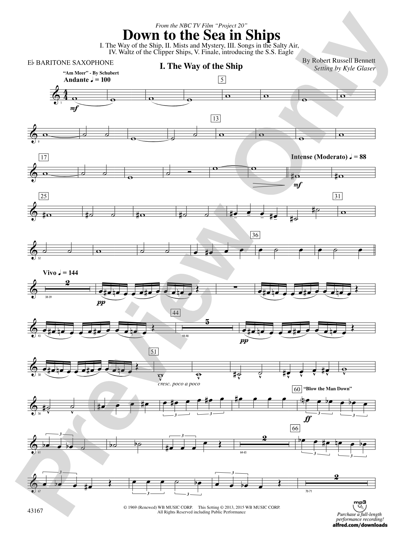 Down to the Sea in Ships (from the NBC TV Film Project 20): E-flat Baritone Saxophone