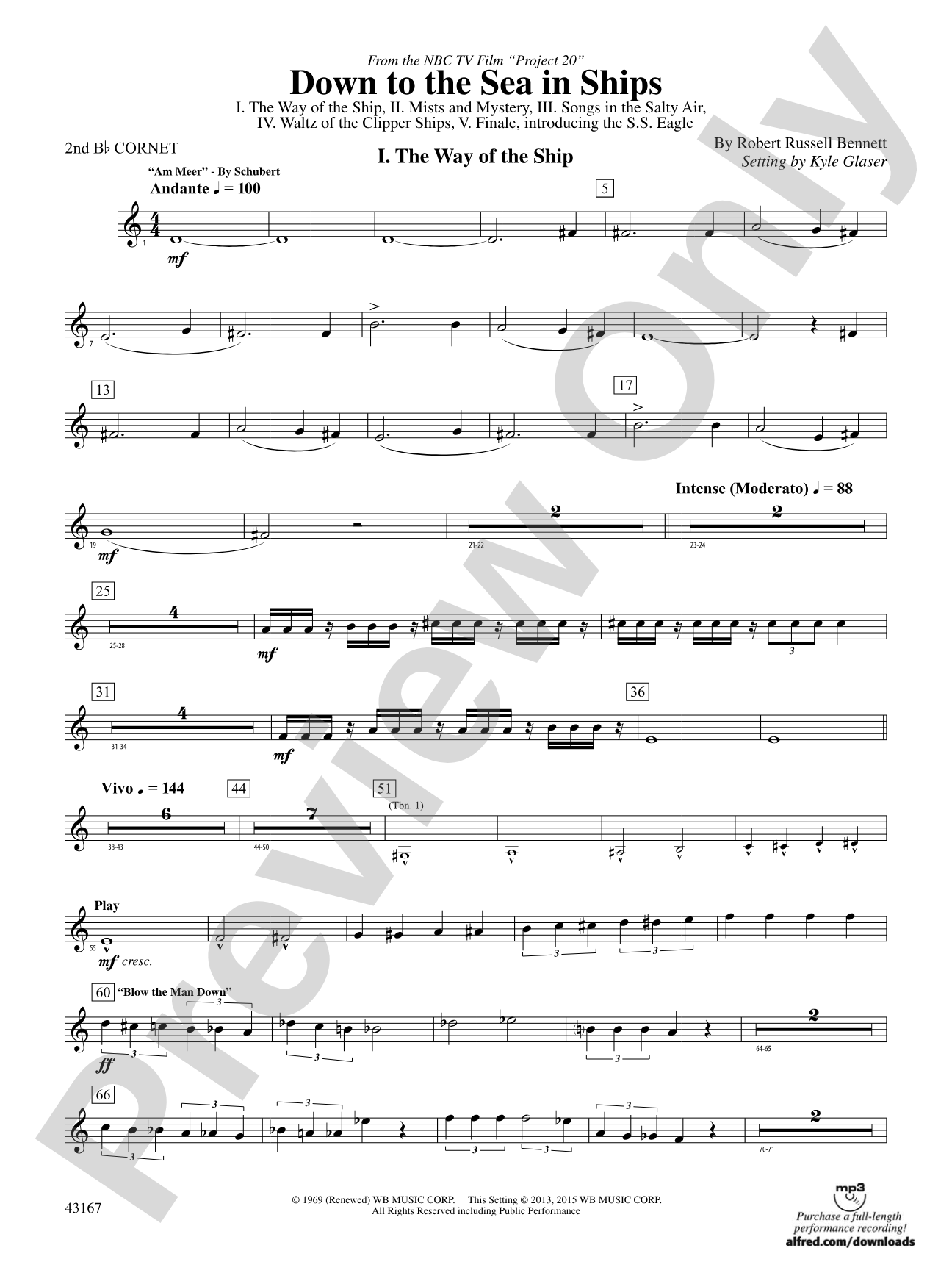Down to the Sea in Ships (from the NBC TV Film Project 20): 2nd B-flat Cornet