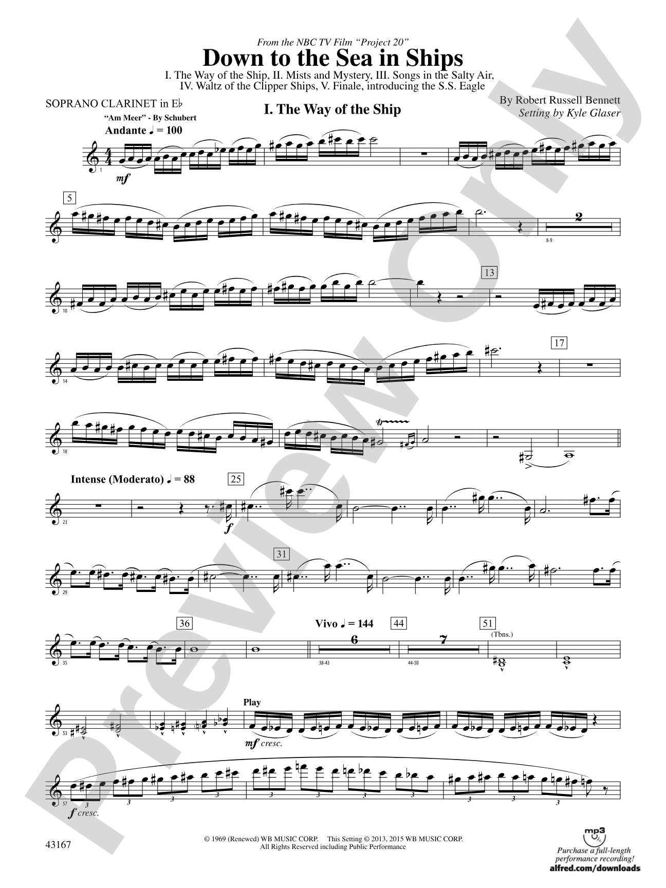 Down to the Sea in Ships (from the NBC TV Film Project 20): E-flat Soprano Clarinet