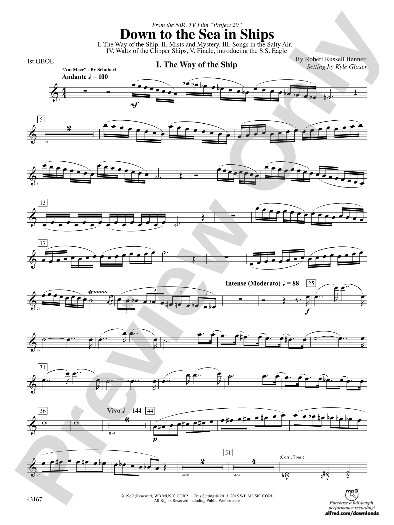 Down to the Sea in Ships (from the NBC TV Film Project 20): Oboe