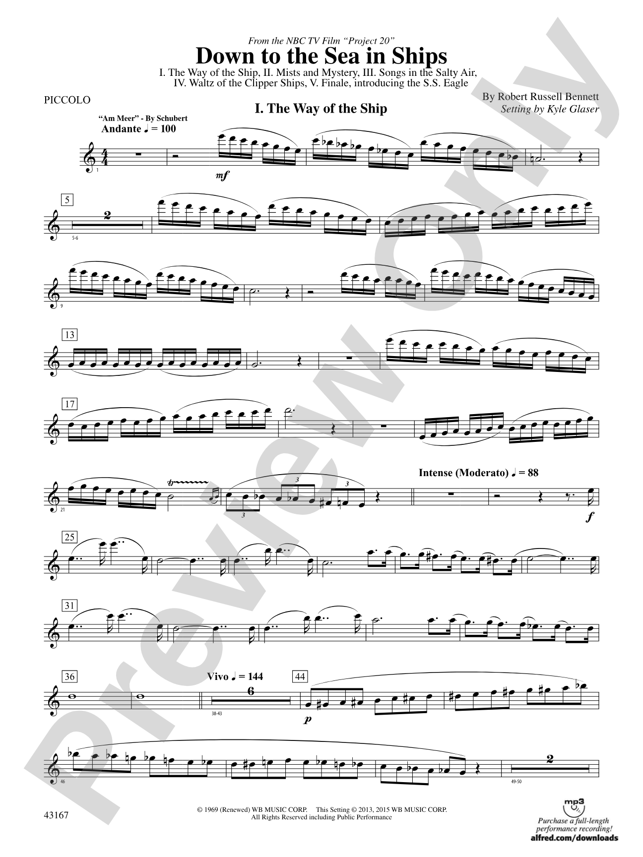 Down to the Sea in Ships (from the NBC TV Film Project 20): Piccolo