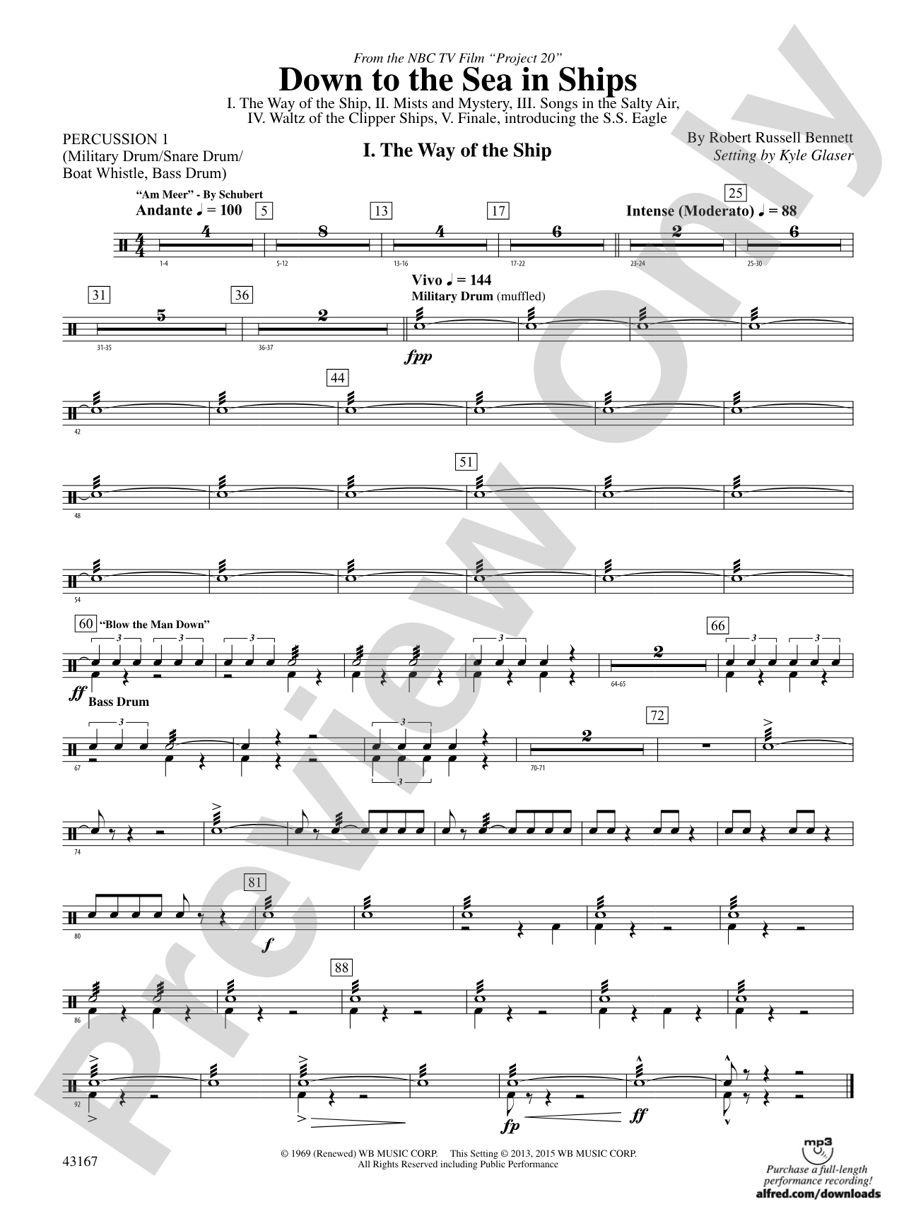 Down to the Sea in Ships (from the NBC TV Film Project 20): 1st Percussion