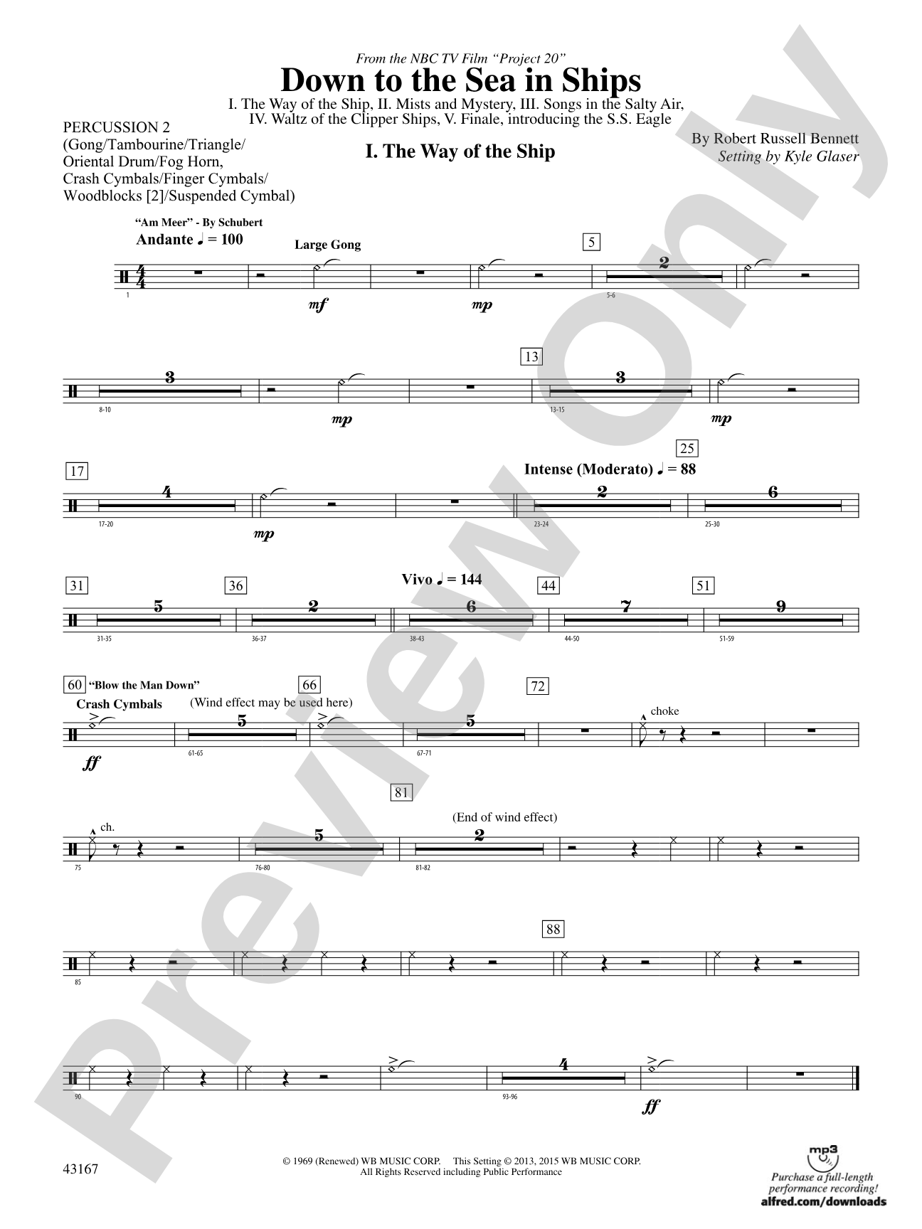 Down to the Sea in Ships (from the NBC TV Film Project 20): 2nd Percussion