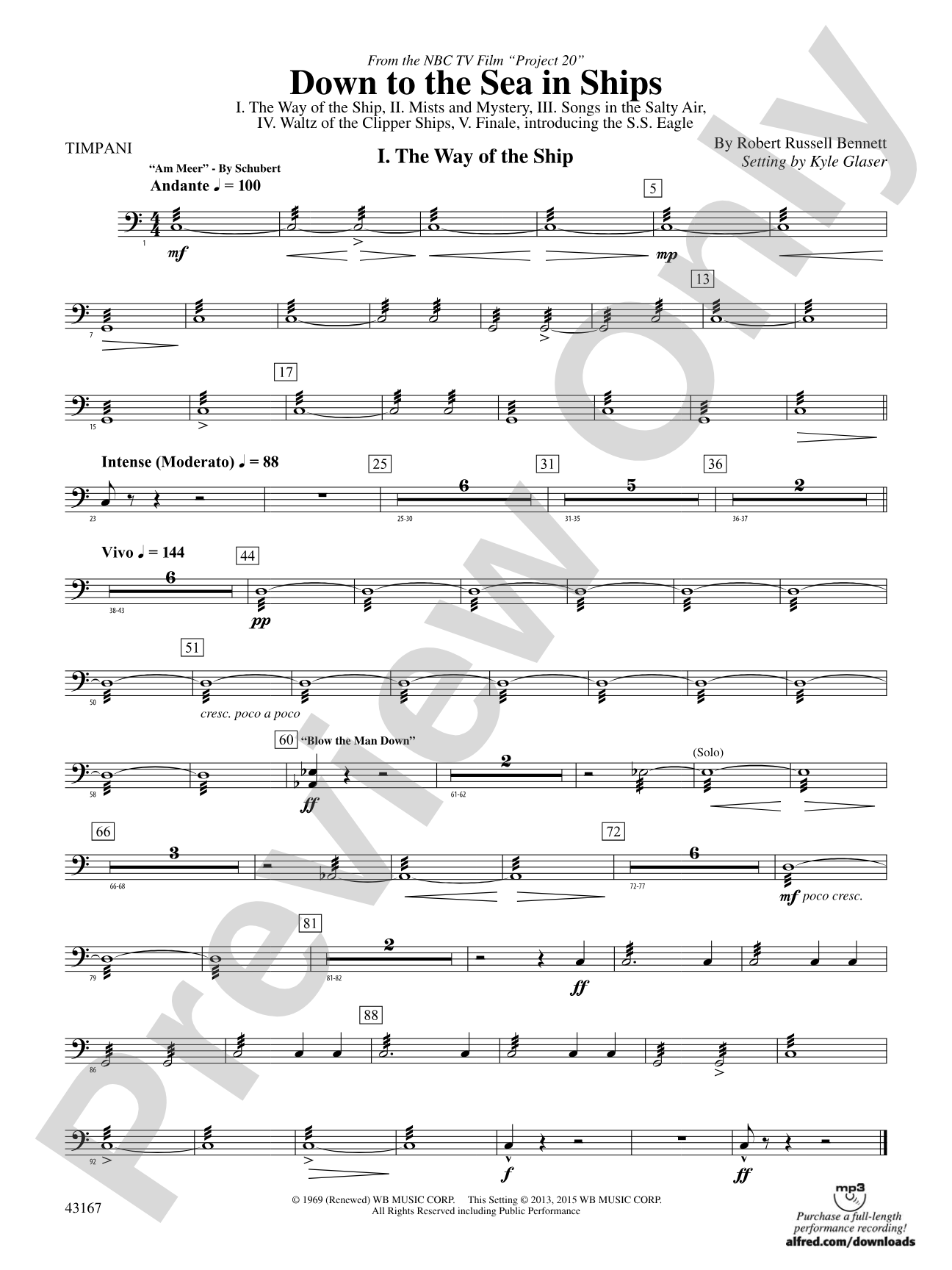 Down to the Sea in Ships (from the NBC TV Film Project 20): Timpani