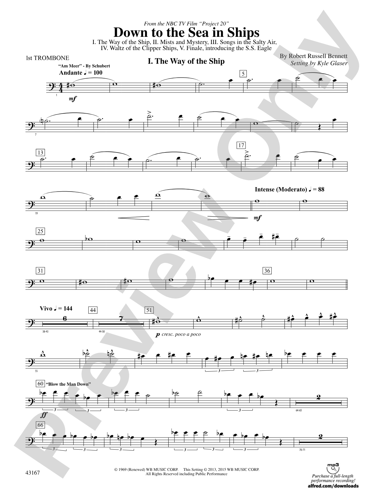 Down to the Sea in Ships (from the NBC TV Film Project 20): 1st Trombone