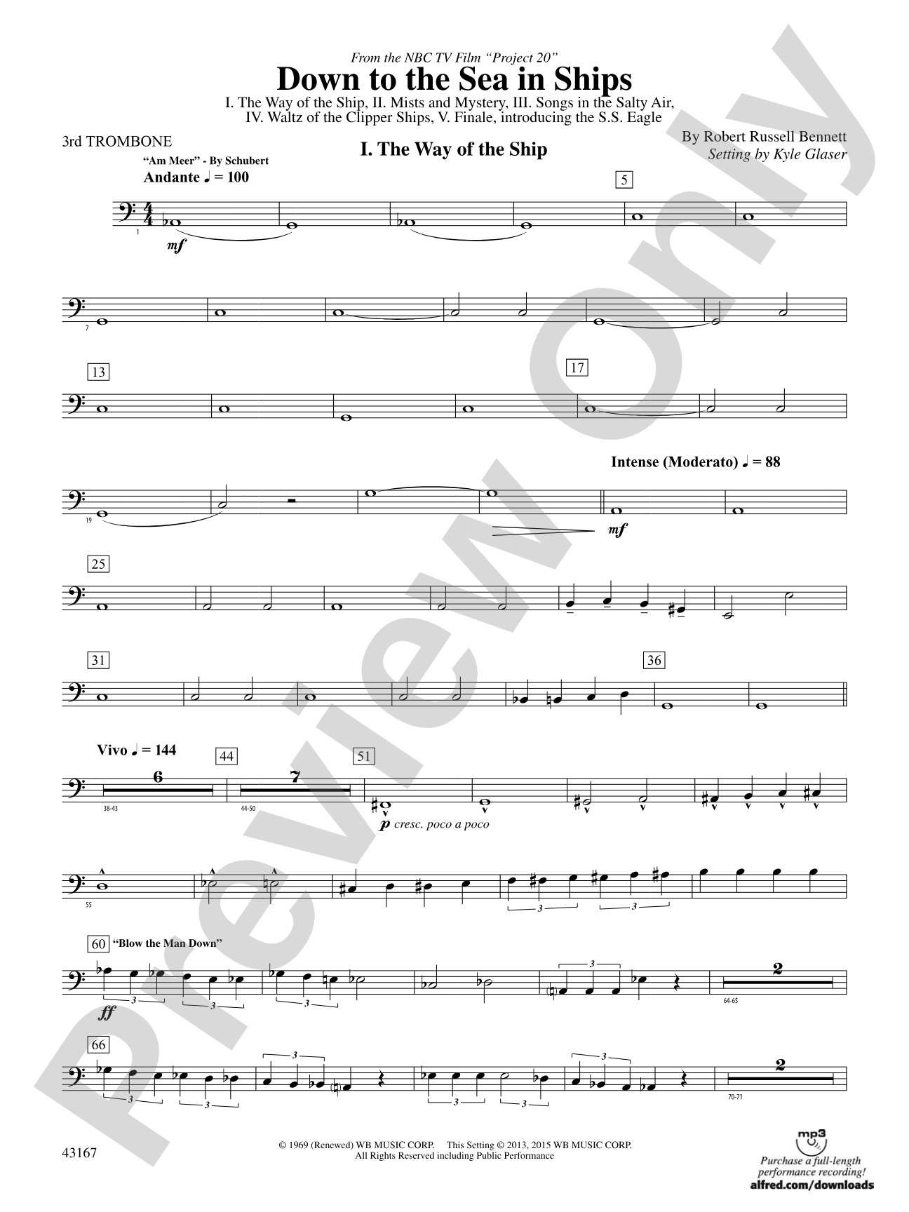 Down to the Sea in Ships (from the NBC TV Film Project 20): 3rd Trombone
