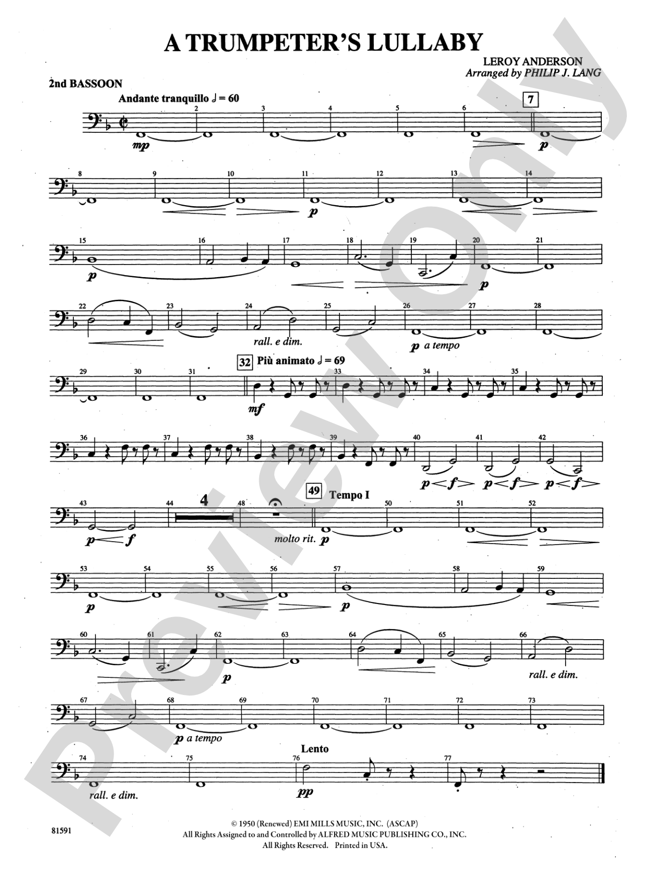 Trumpeter's Lullaby: 2nd Bassoon