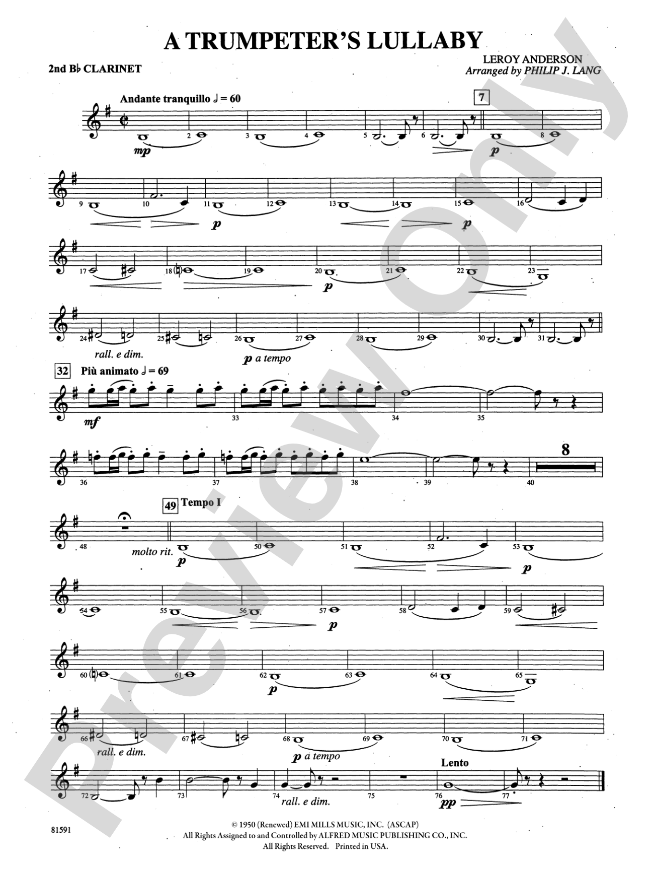 Trumpeter's Lullaby: 2nd B-flat Clarinet