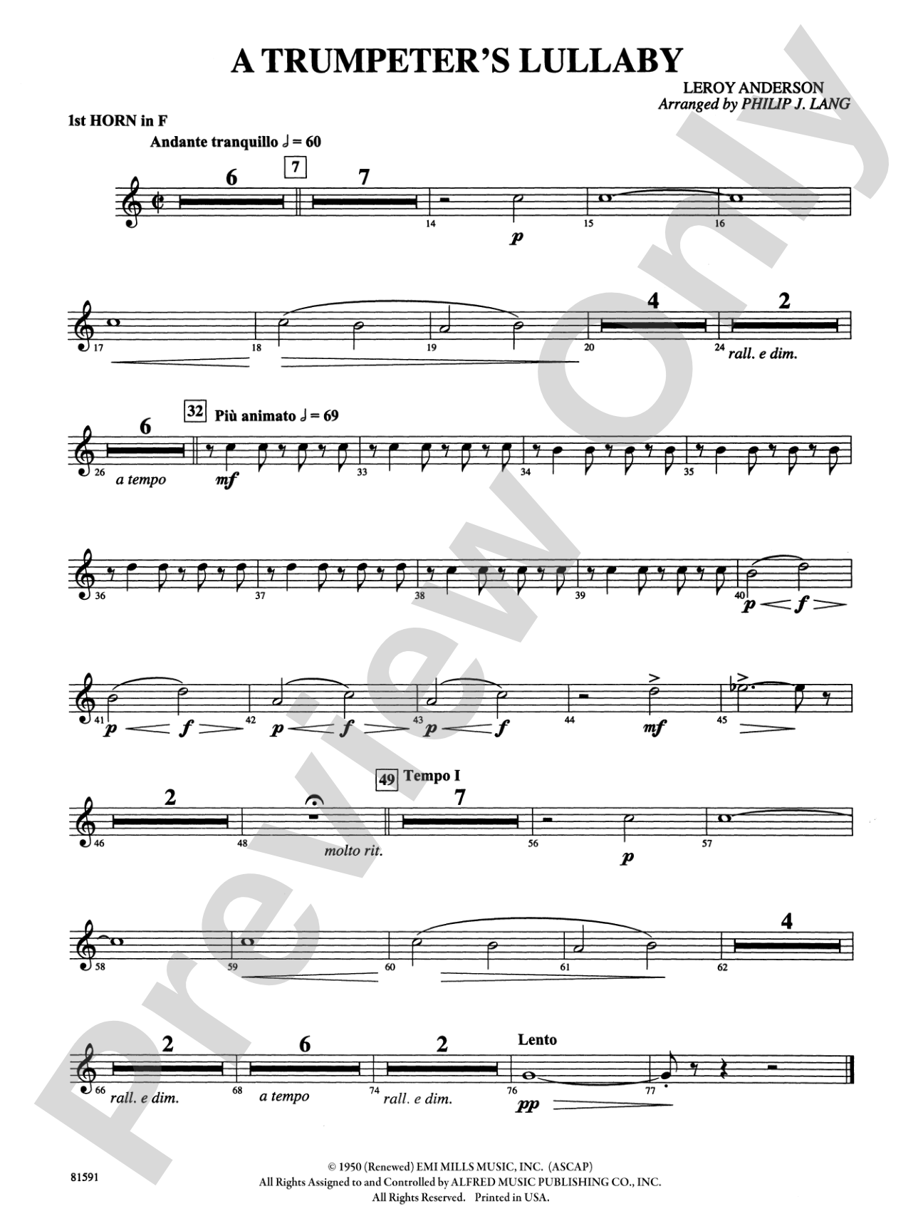 Trumpeter's Lullaby: 1st F Horn