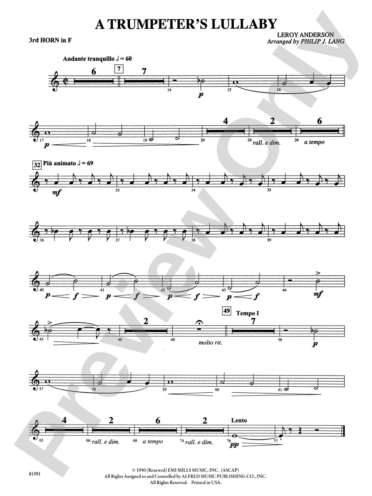 Trumpeter's Lullaby: 3rd F Horn