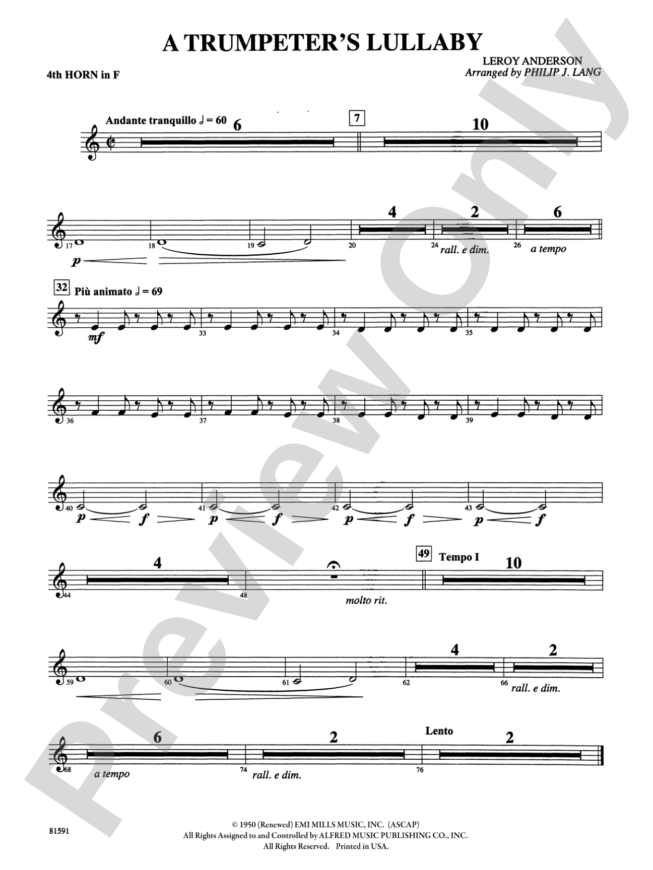 Trumpeter's Lullaby: 4th F Horn