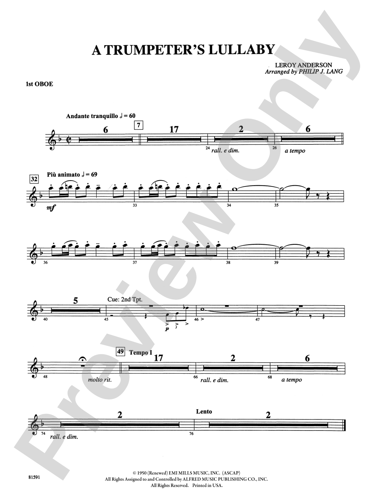 Trumpeter's Lullaby: Oboe
