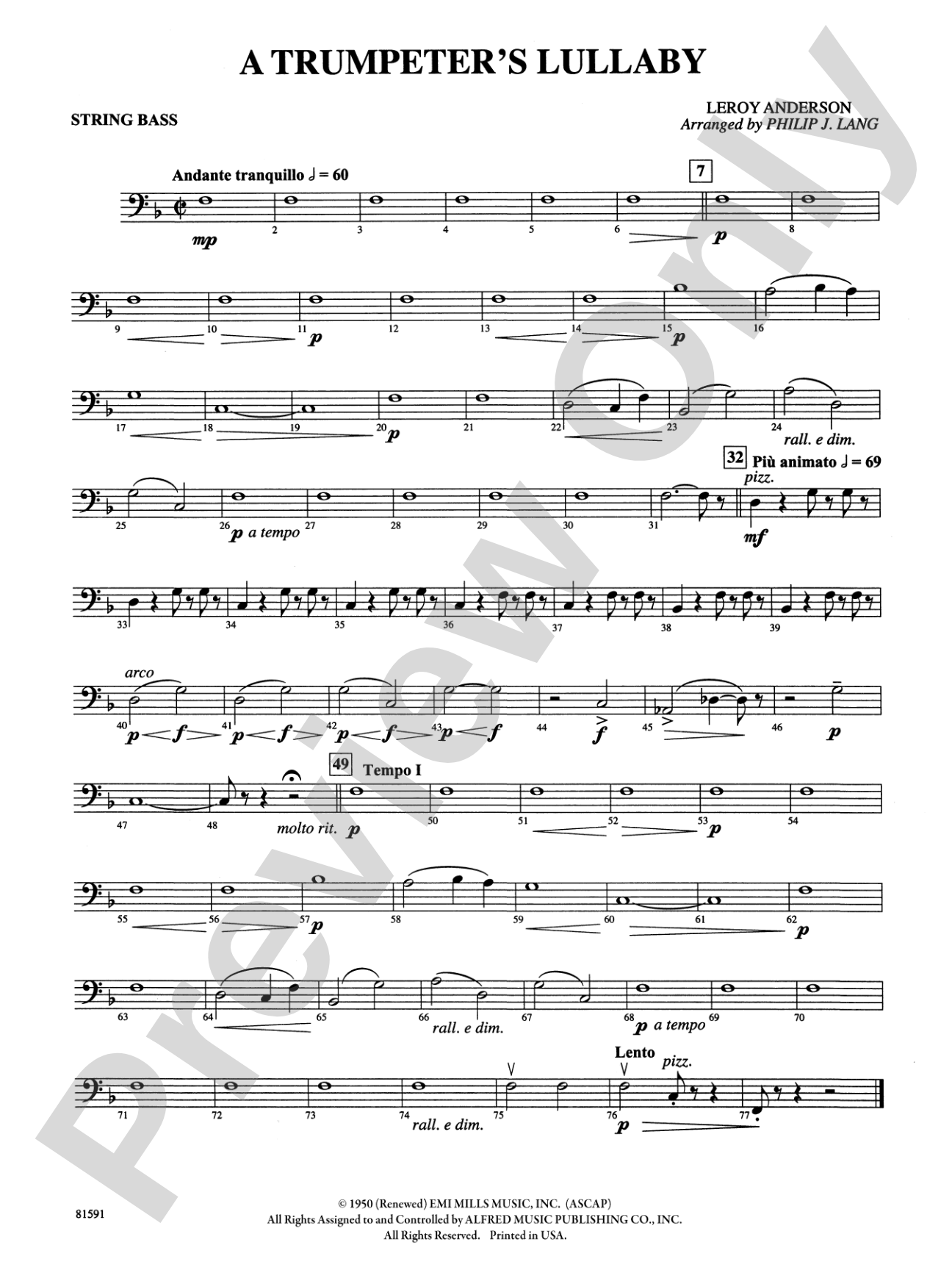 Trumpeter's Lullaby: String Bass