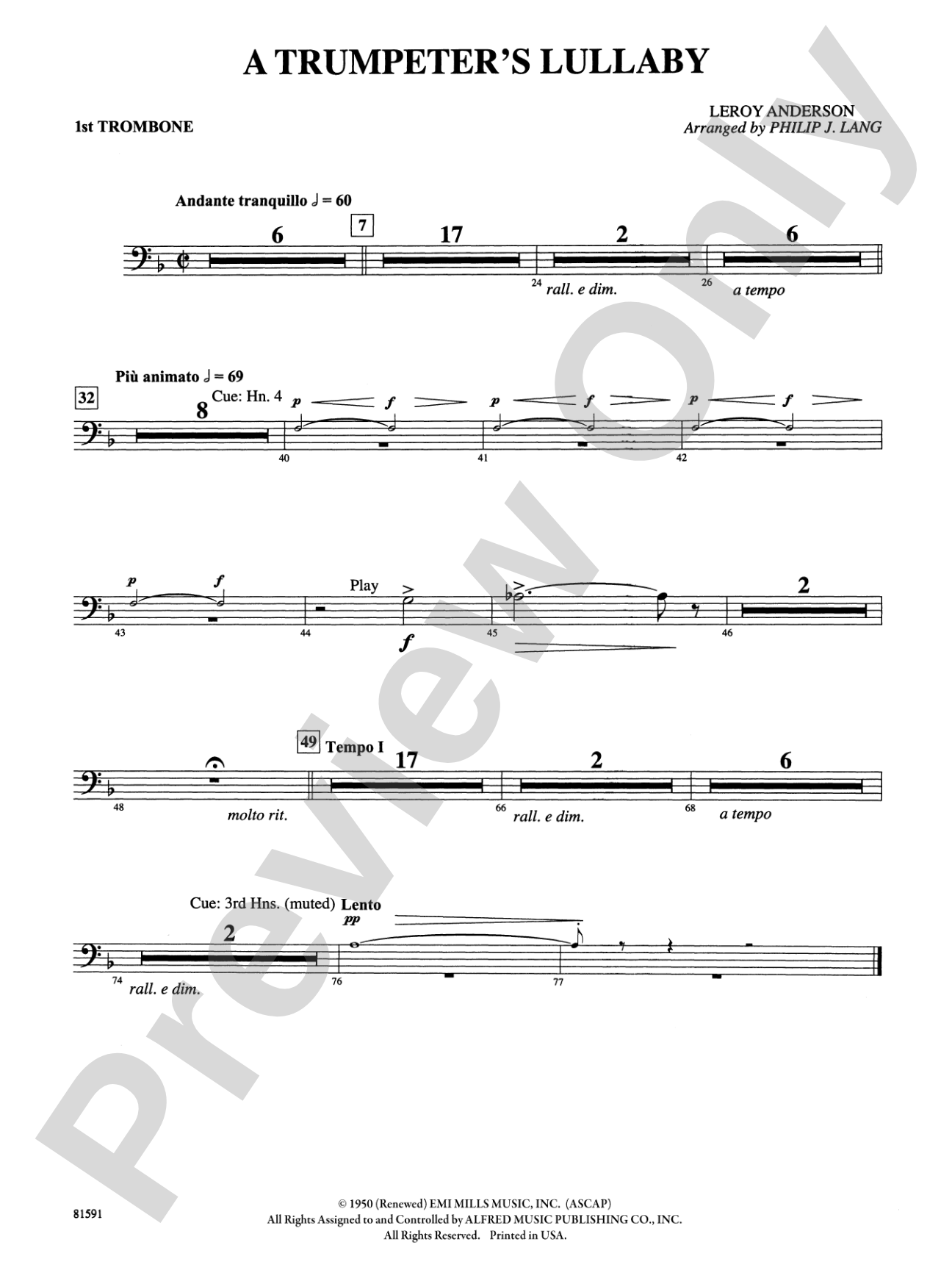 Trumpeter's Lullaby: 1st Trombone