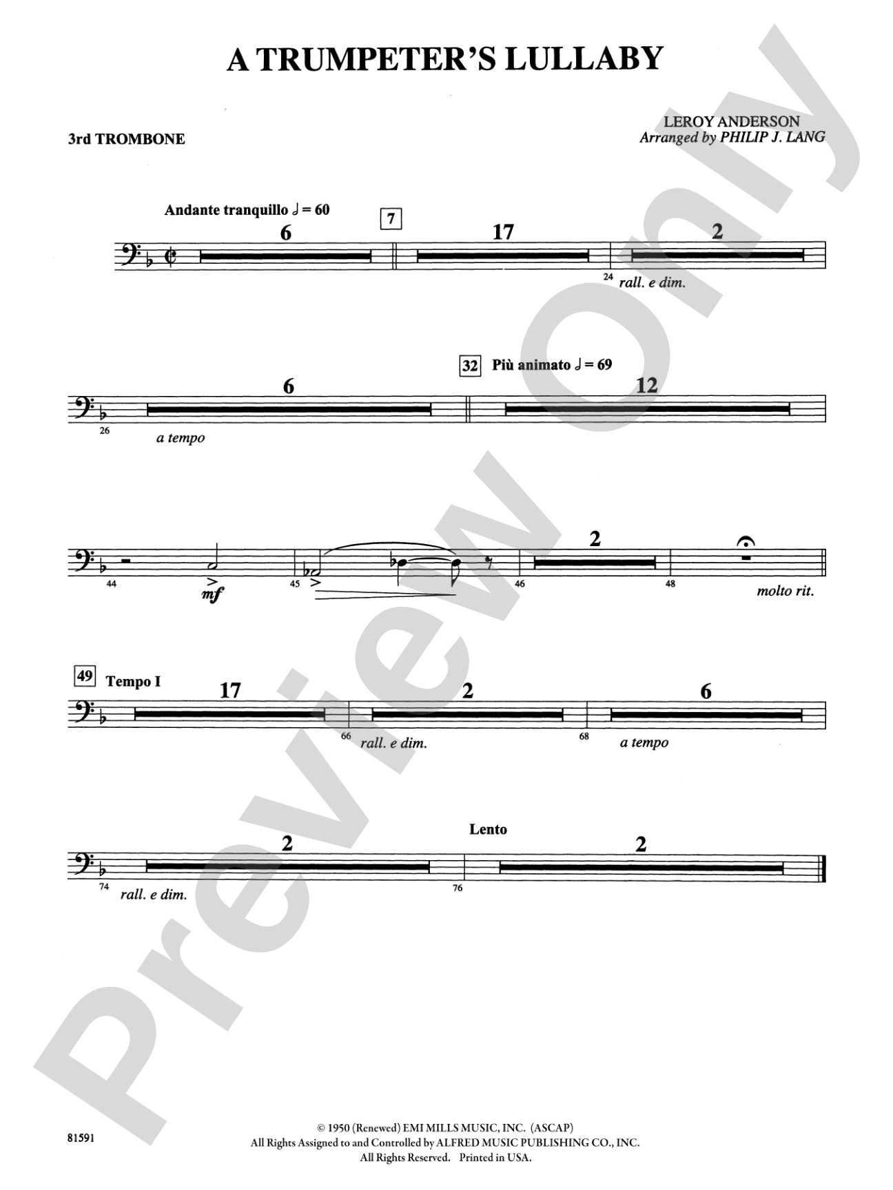 Trumpeter's Lullaby: 3rd Trombone
